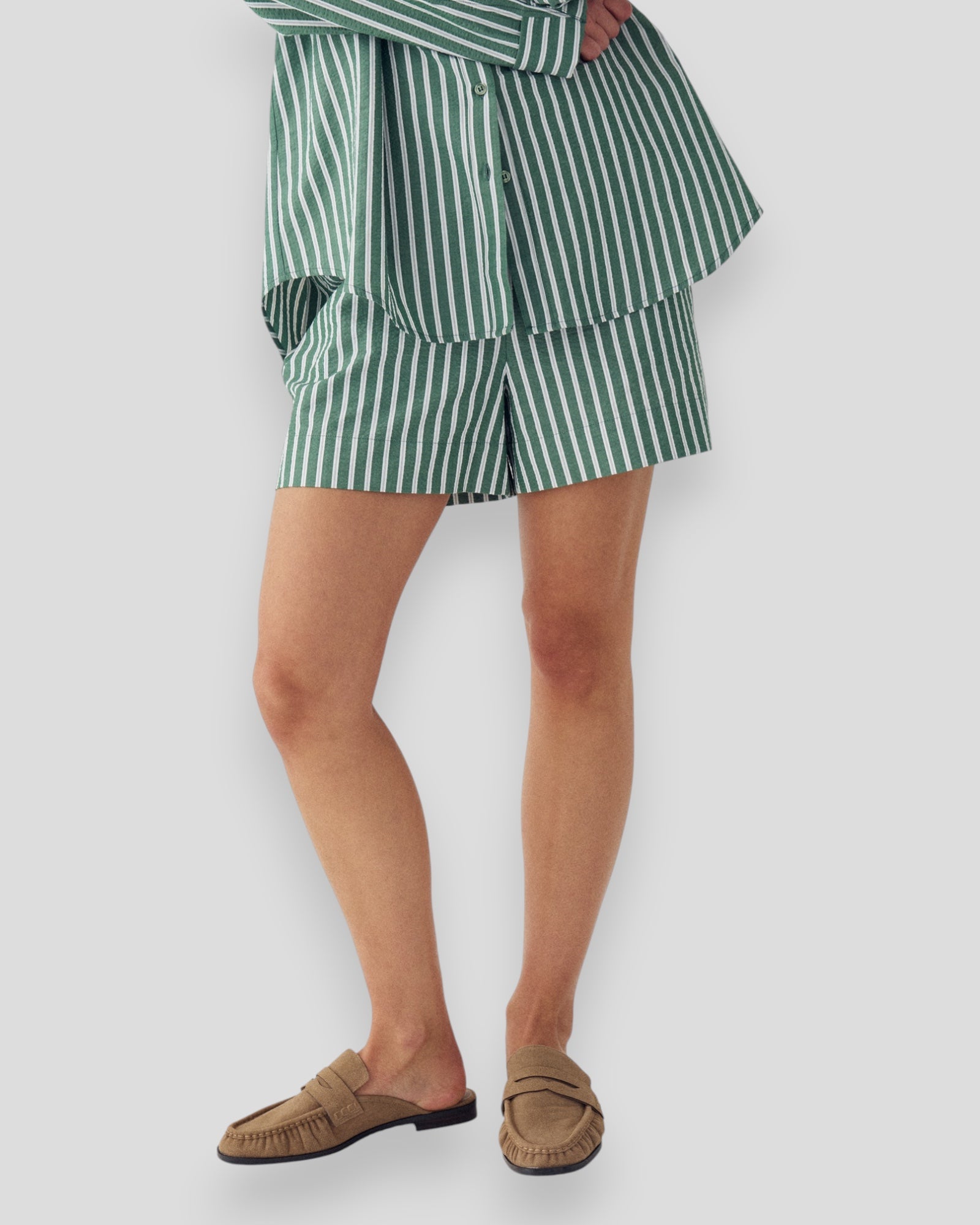 N-Layne MW Shorts - Drayton Green Stripe