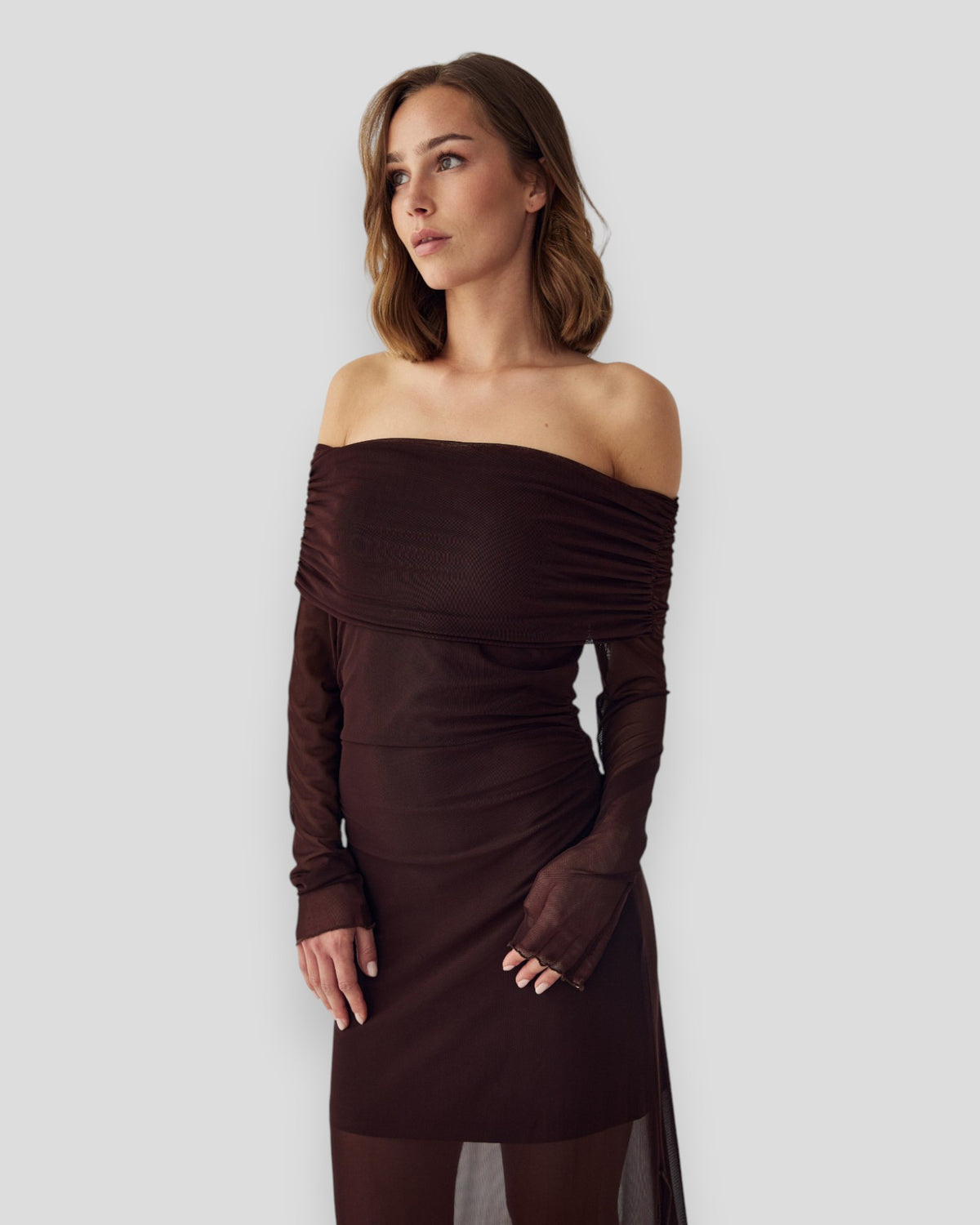 N-Melani LS Dress - Dark Chocolate