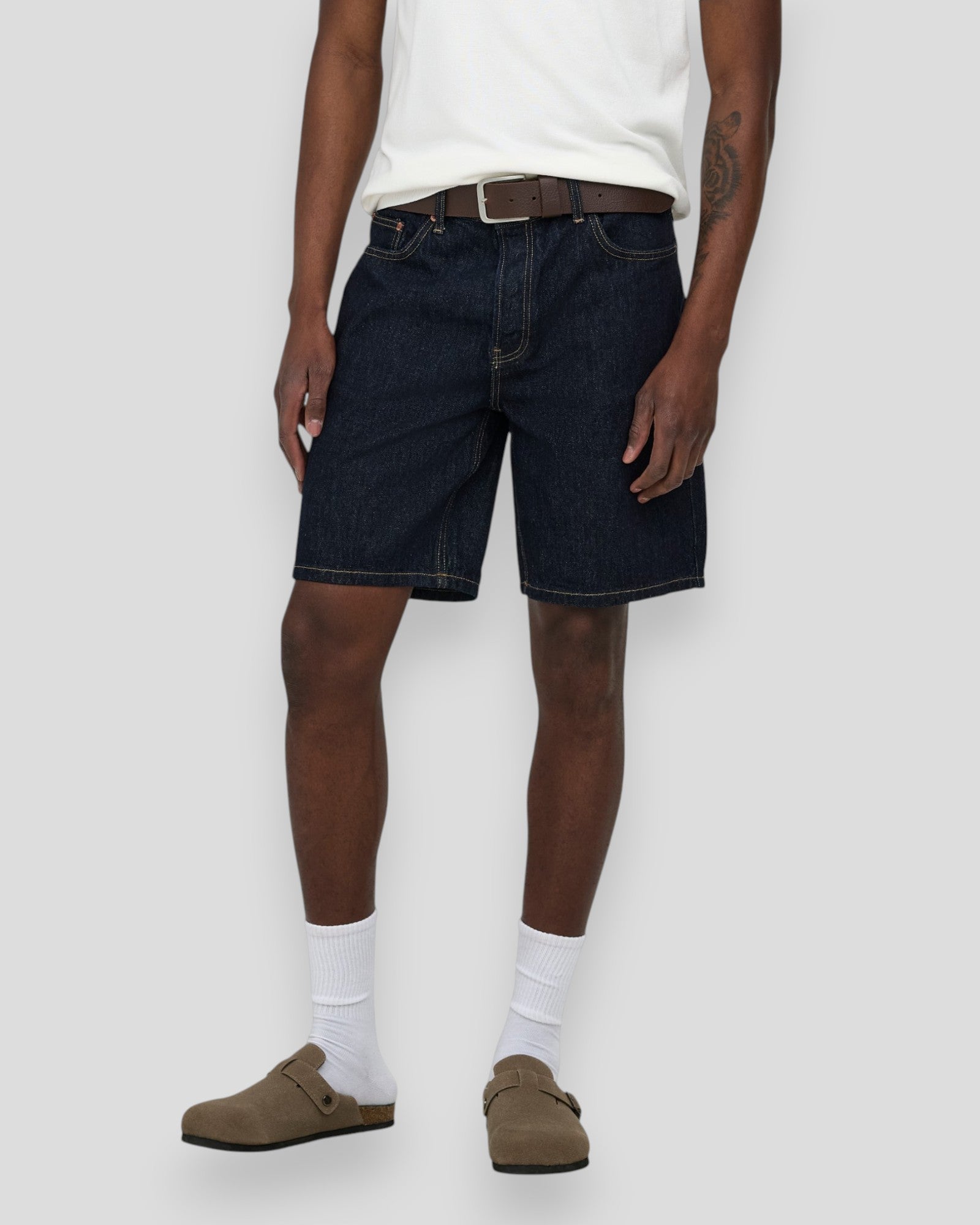 Edge Rinse 6496 AZG Denim Shorts - Dark Blue Denim Rinse