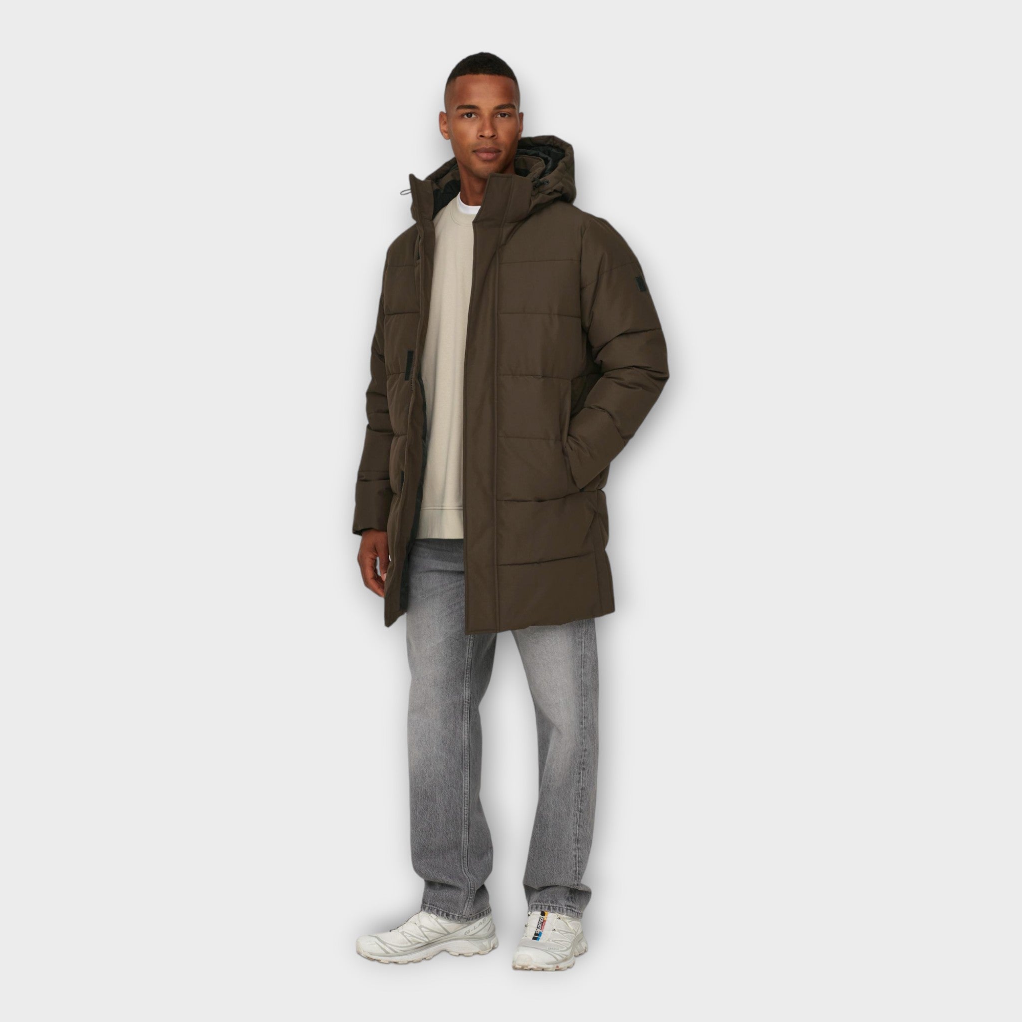 Carl Life Long Quilted Coat Noos Otw - Hot Fudge