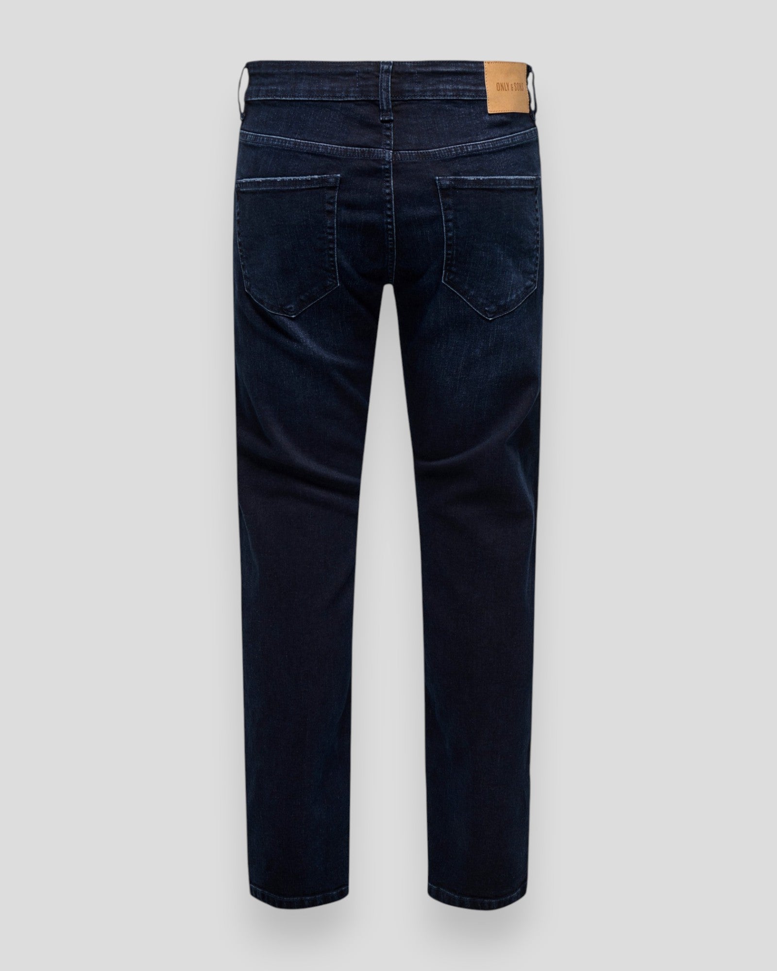 Blåsort denimjeans fra ONLY & SONS, Weft Regular 2652, med klassisk pasform og synlige syninger.