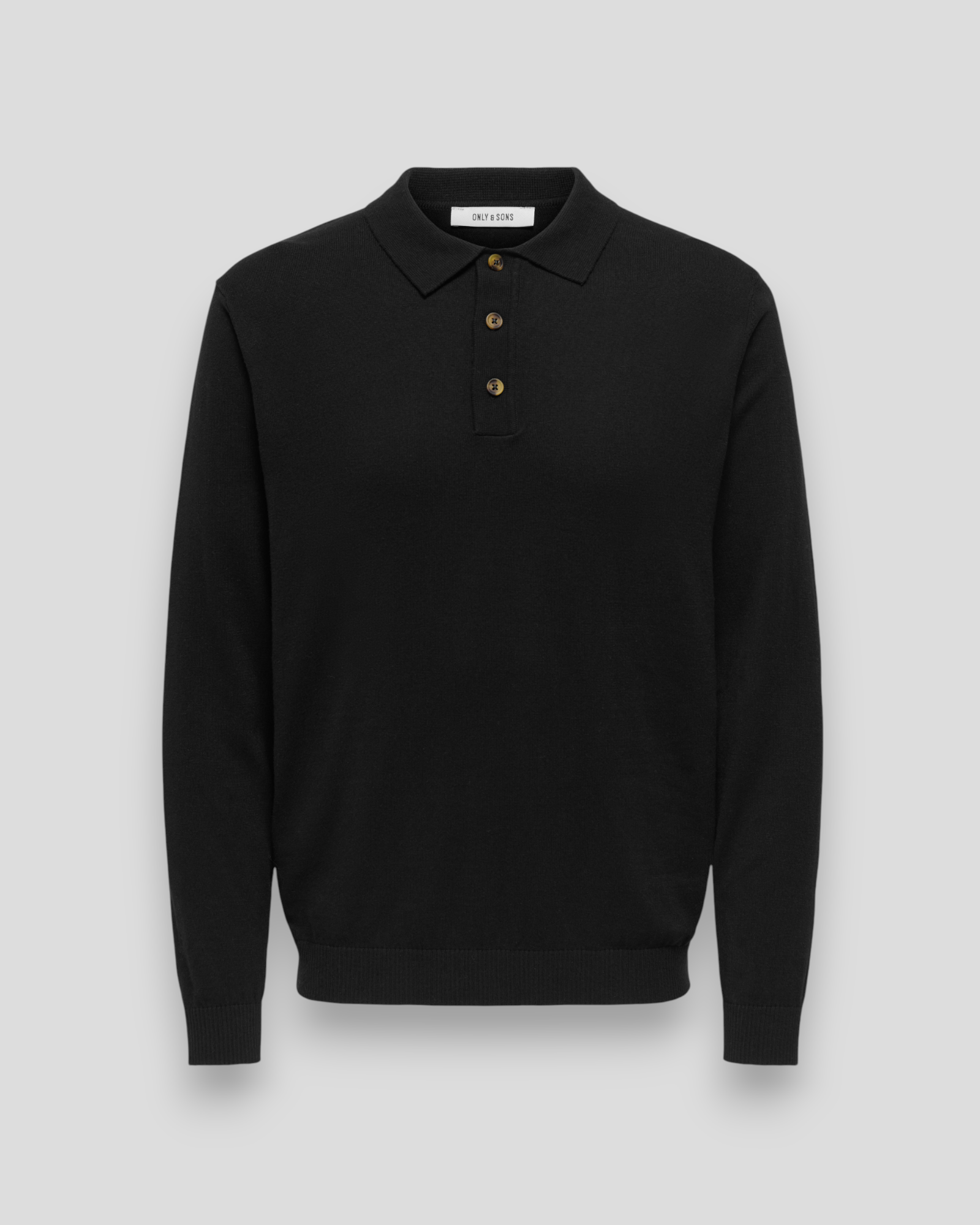 Loui Regular 12 LS Polo Knit - Black