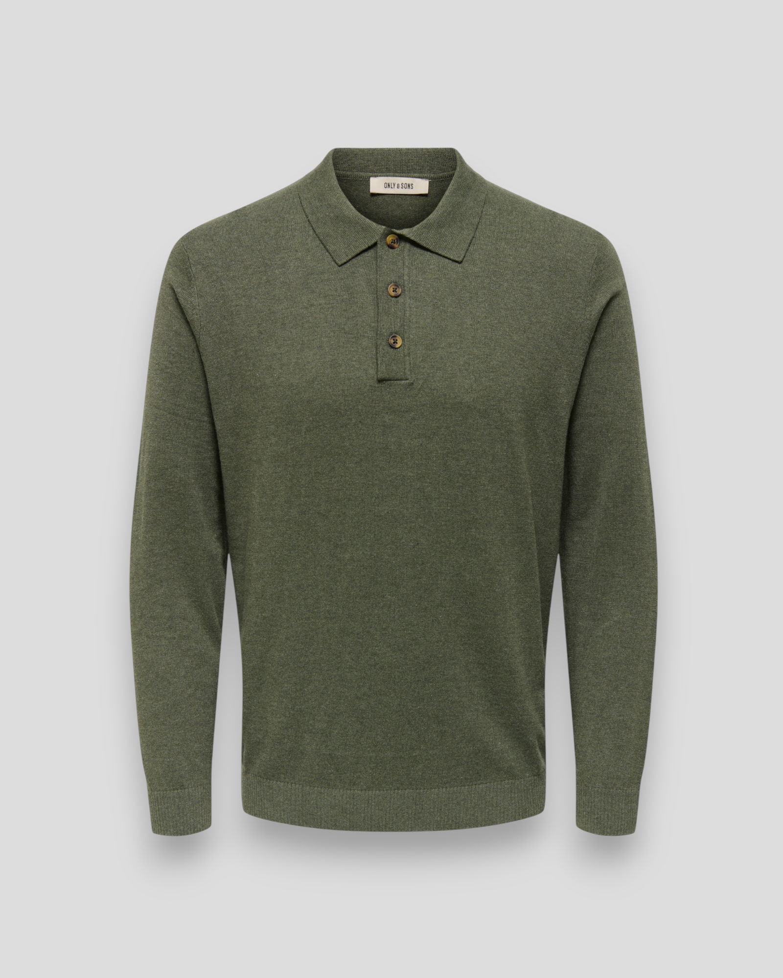 Loui Regular 12 LS Polo Knit - Castor Gray/Melange