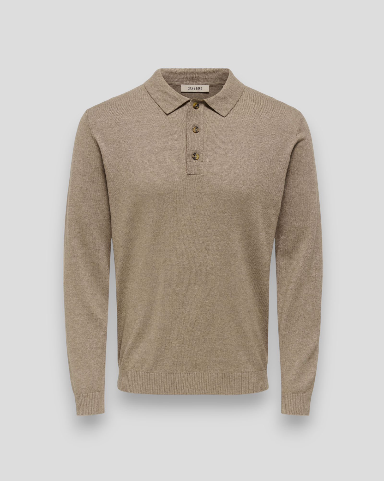 Loui Regular 12 LS Polo Knit - Desert Taupe/Melange