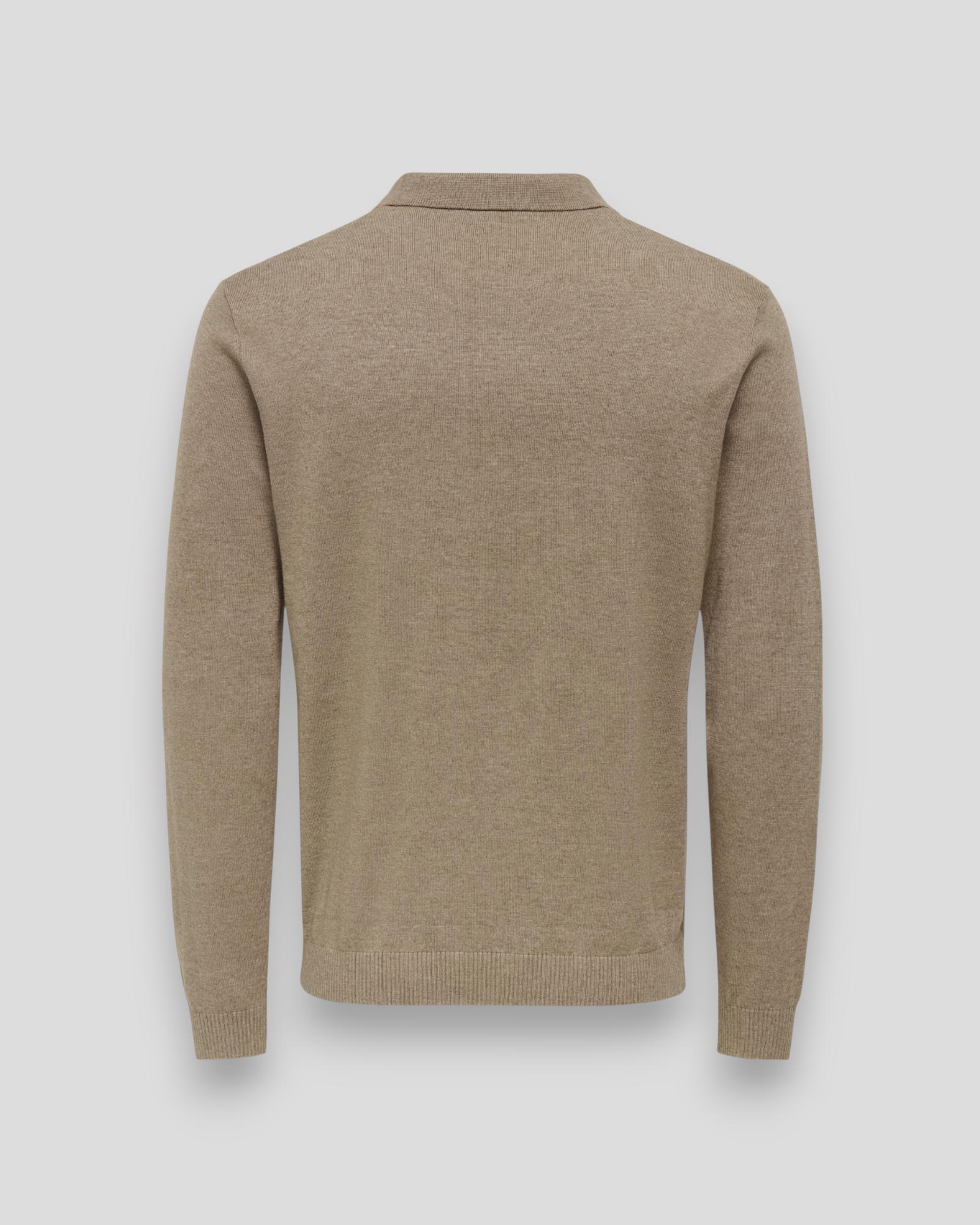 Loui Regular 12 LS Polo Knit - Desert Taupe/Melange