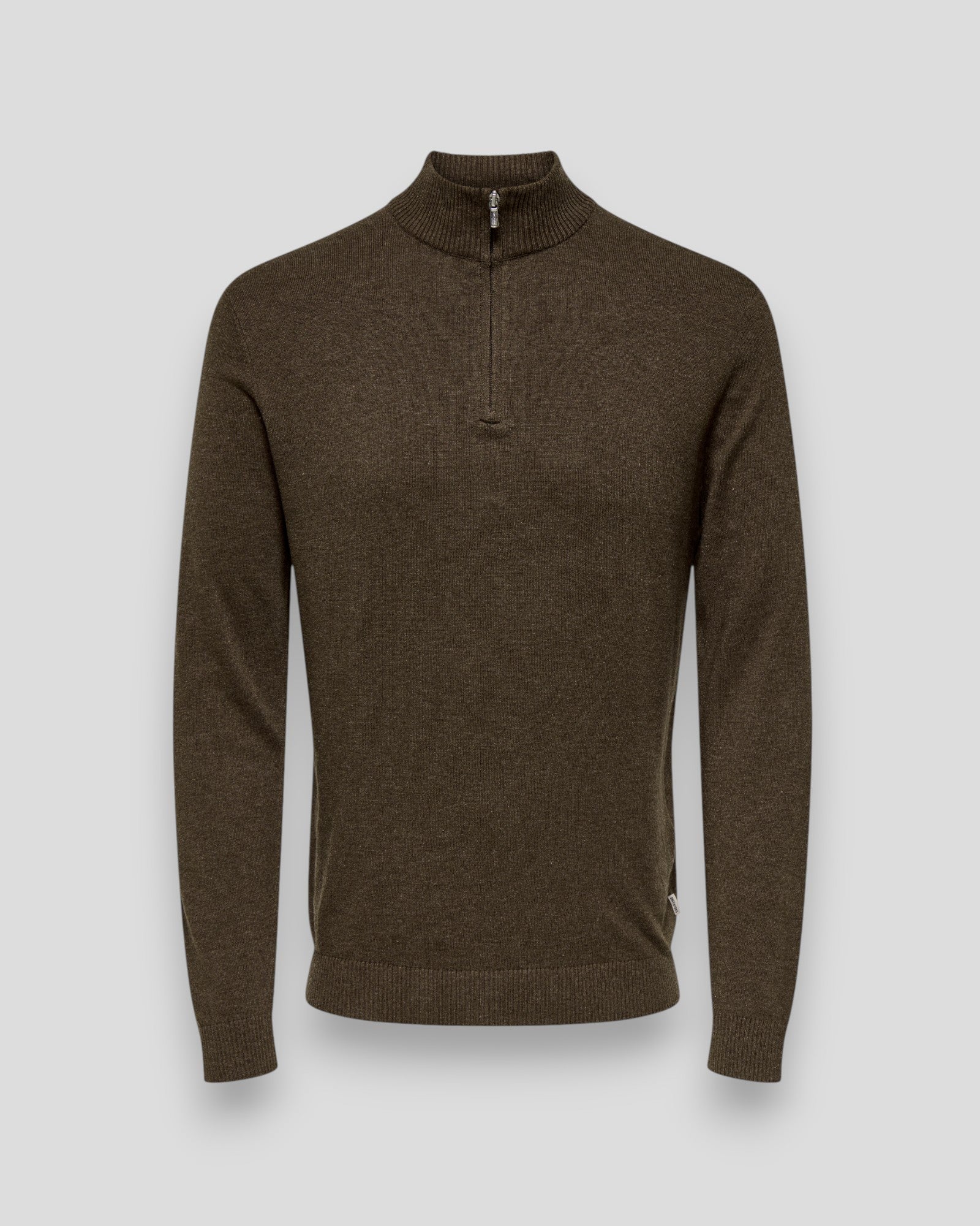 Loui Regular 12 Half Zip Knit - Coffee Bean