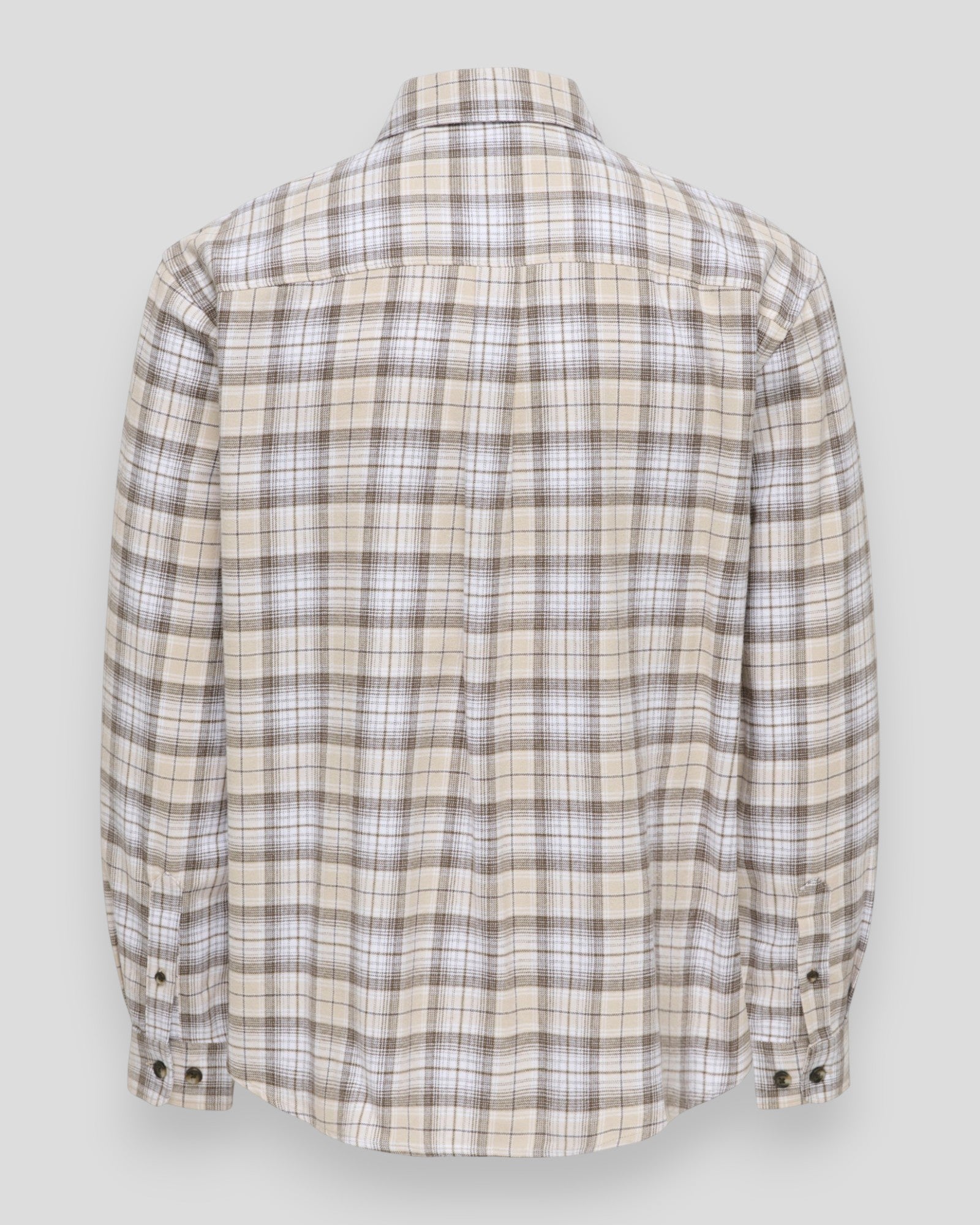 Gudmund Loose LS Checked Shirt - Canteen Checks/Bright White/Pumice Stone