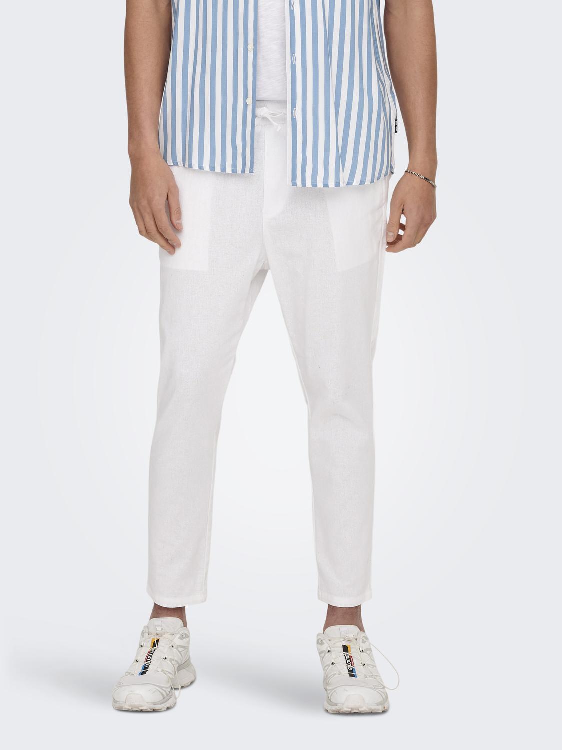 Linus Crop Lin Pants - Bright White