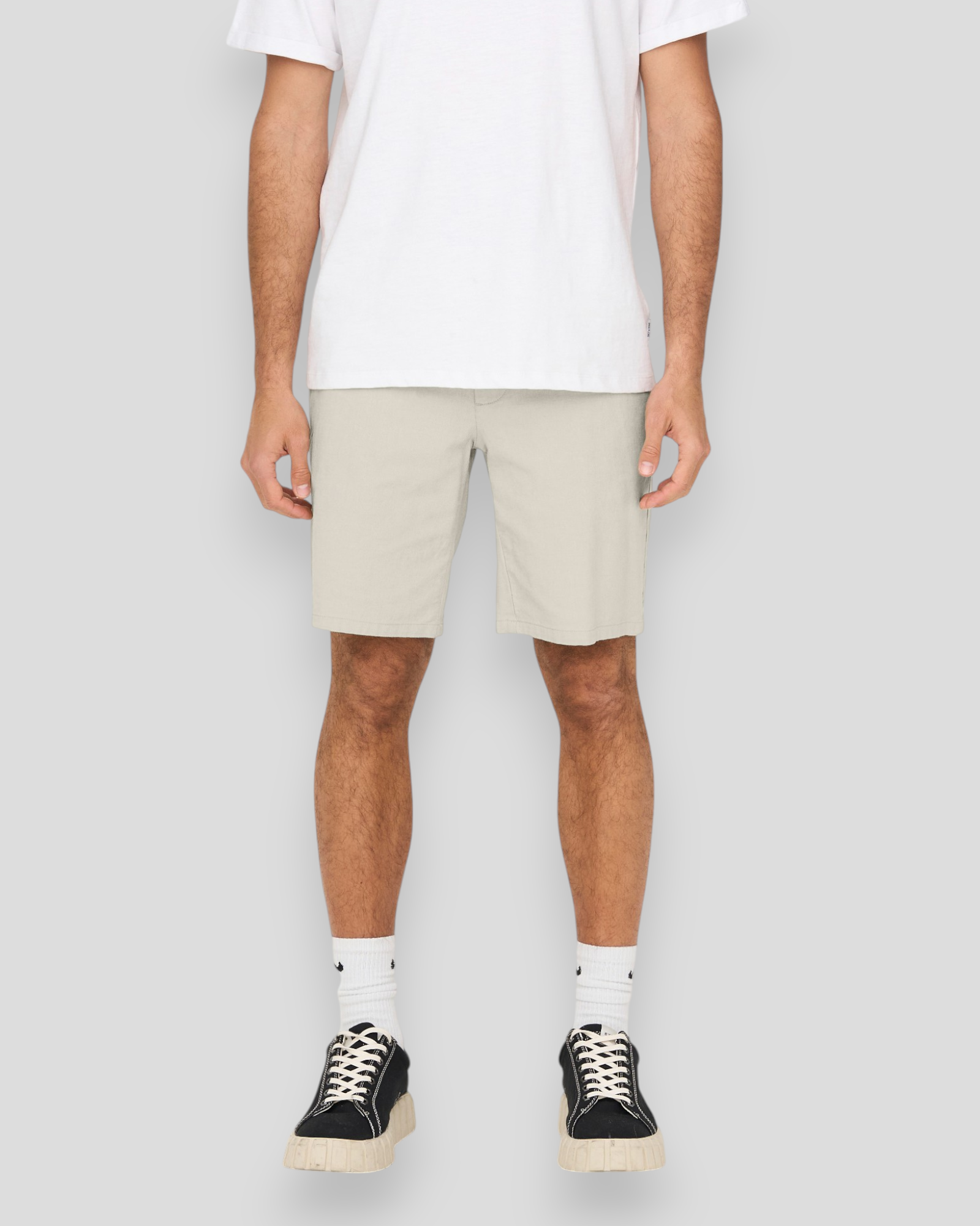 Mark 0011 Cotton Linen Shorts - Silver Lining