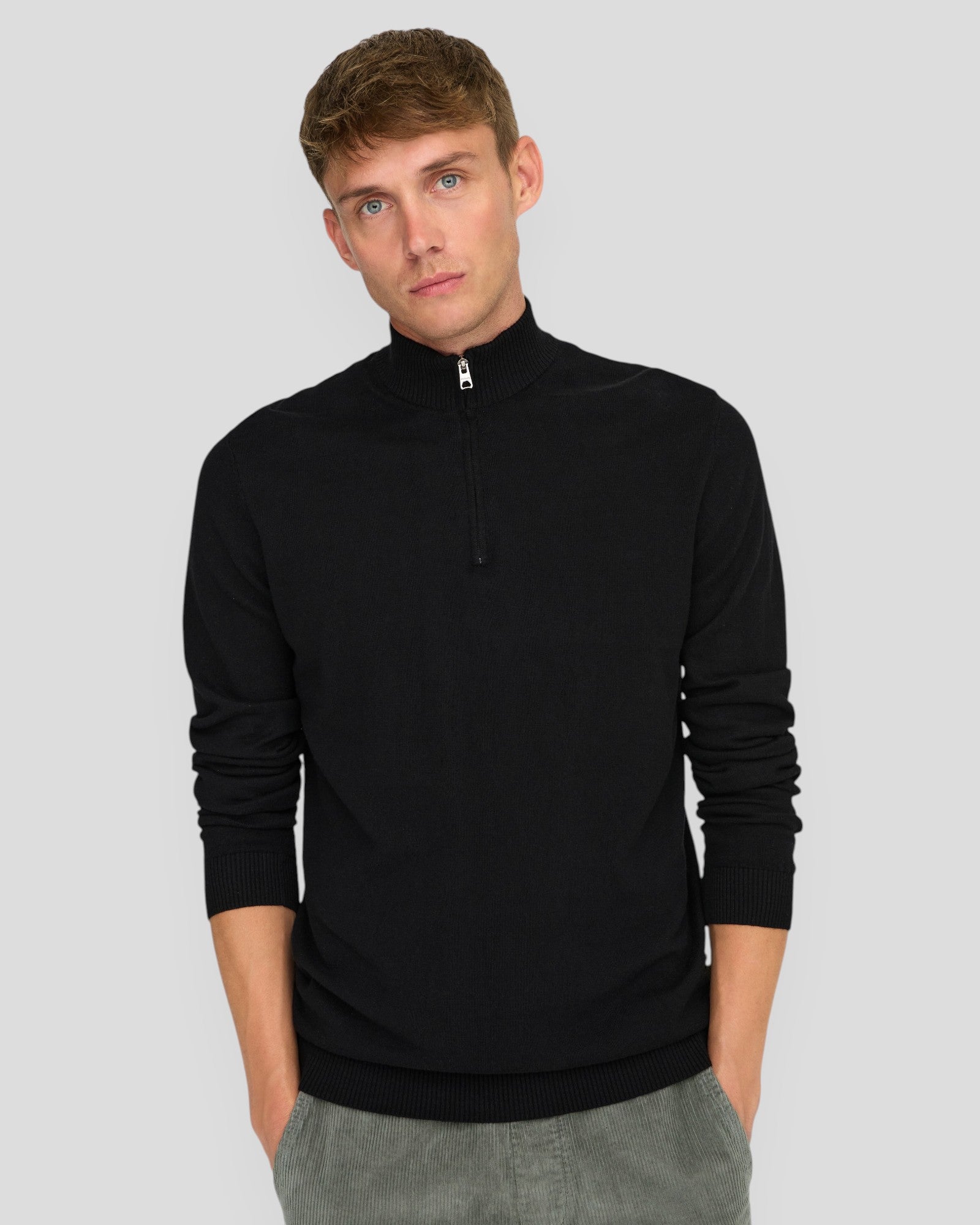 Loui Regular 12 Half Zip Knit - Black