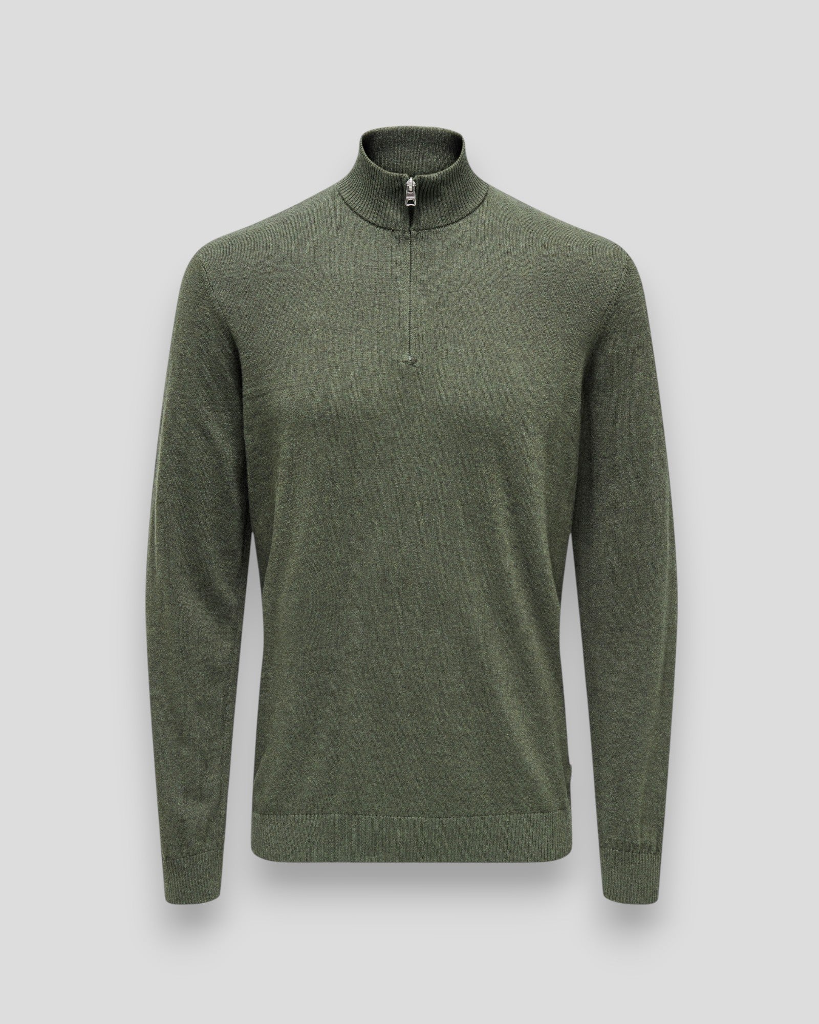 Loui Regular 12 Half Zip Knit - Castor Grey Melange