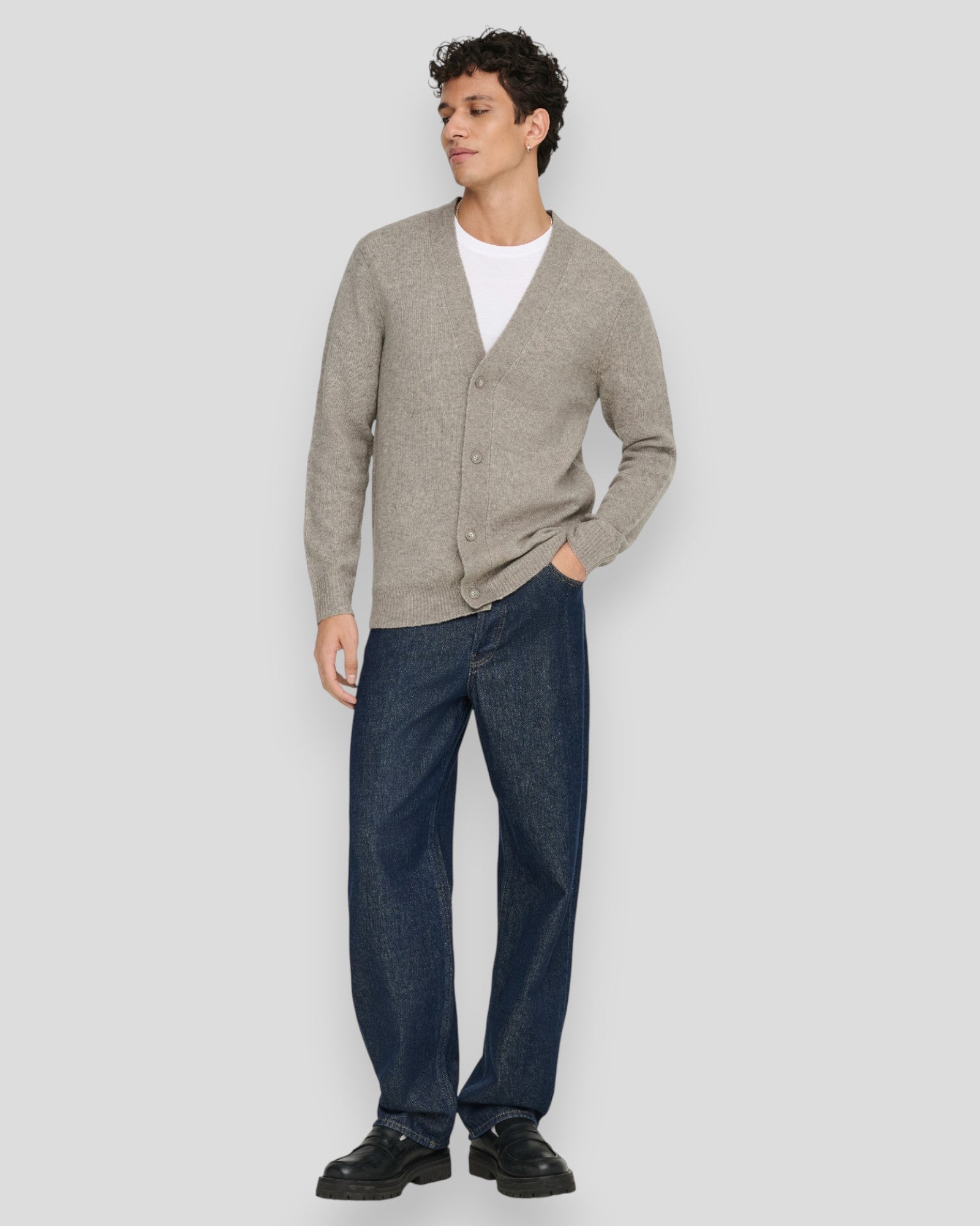 Ray Regular LS Cardigan Knit - Walnut