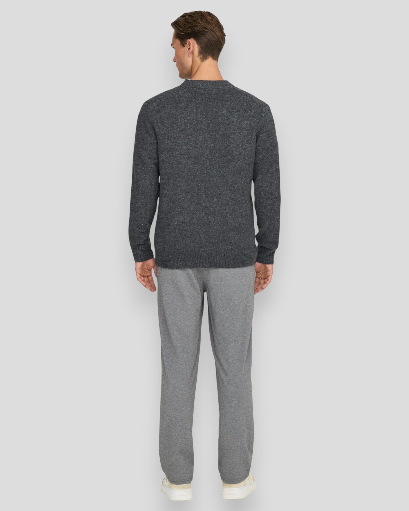 Ray Regular LS Cardigan Knit - Dark Grey Melange