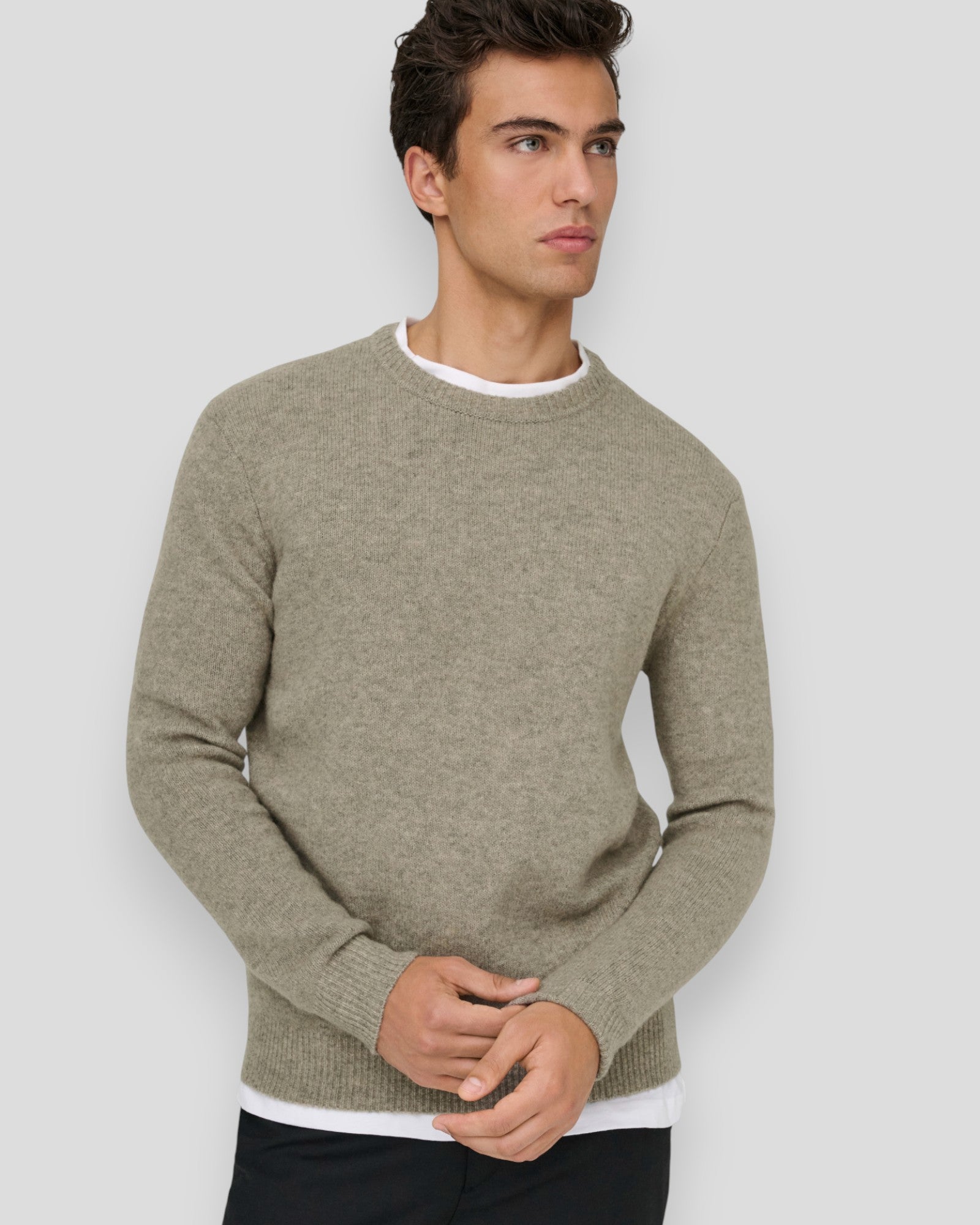 Ray Regular LS Crew Knit - Walnut