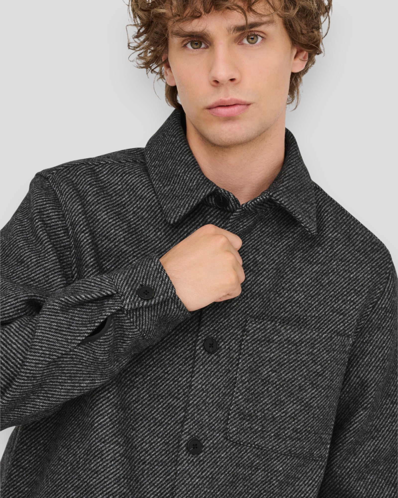 Micah Twill Overshirt - Medium Grey Melange