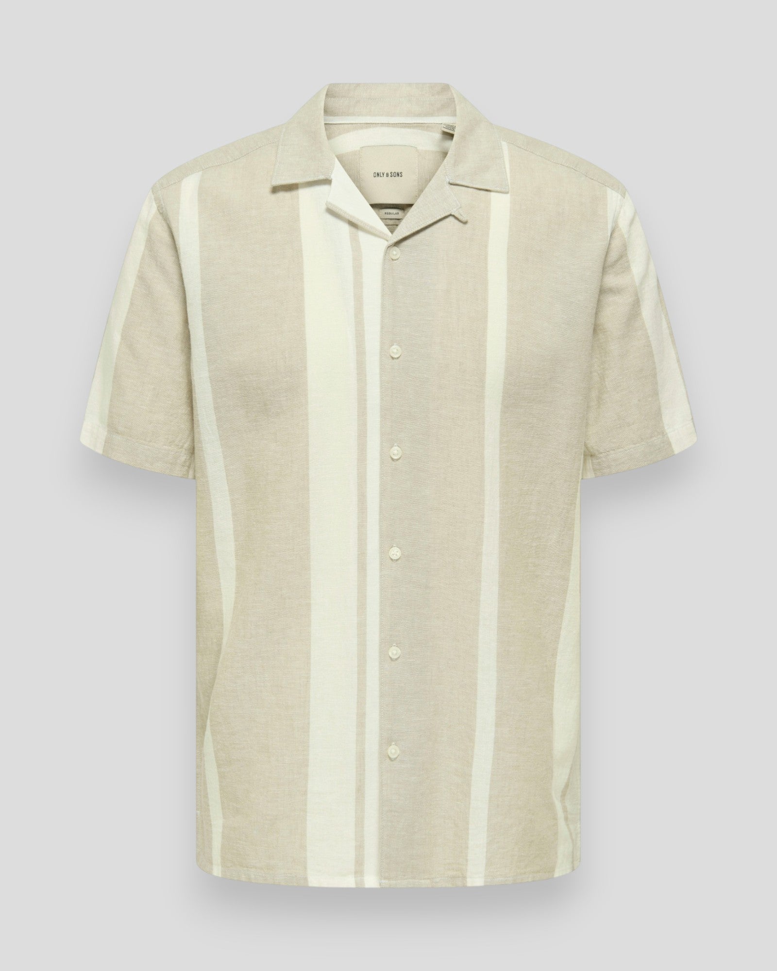 Caiden Stripe Linen Resort Shirt - Vintage Khaki