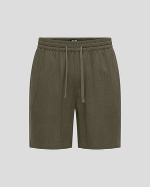Tel Viscose Linen Shorts - Olive Night