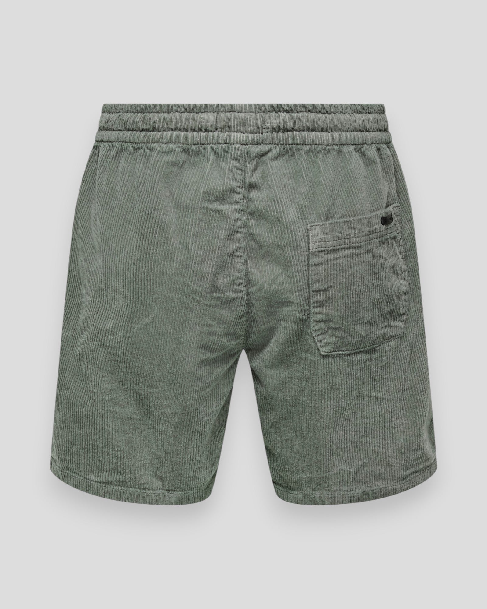 Grå ONLY & SONS Tel Corduroy 0185 shorts, casual herre shorts med komfortabel pasform og blød corduroy tekstur.