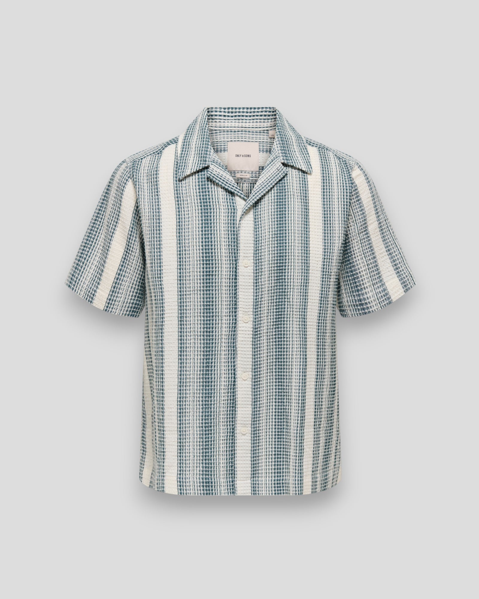 Savier Waffle SS Shirt - Antique White/Dark Sea