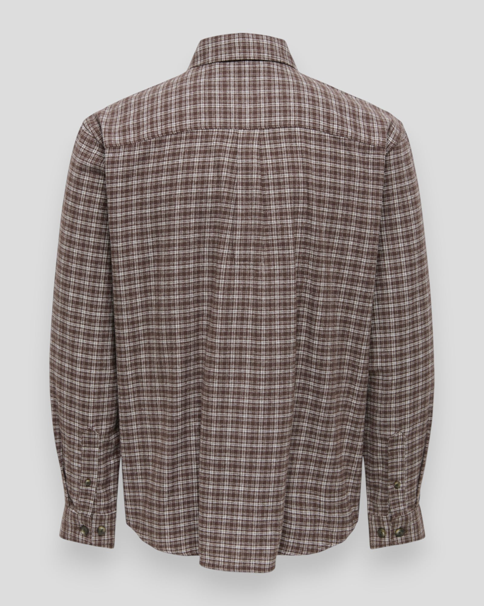 Gudmund Loose LS Checked Shirt - Coffee Bean