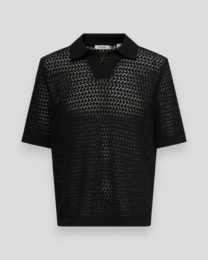 Nyle 5 SS Split Polo Knit - Black