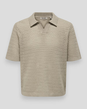 Nyle 5 SS Split Polo Knit fra ONLY & SONS, lys blåt poloshirt med splitter og korte ærmer, afslappet sommerstil