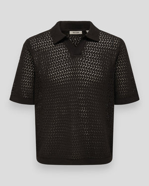 Mænds coffee bean farvet split polo fra ONLY & SONS med klassisk krave og korte ærmer, lavet af blødt polo-uldmateriale.