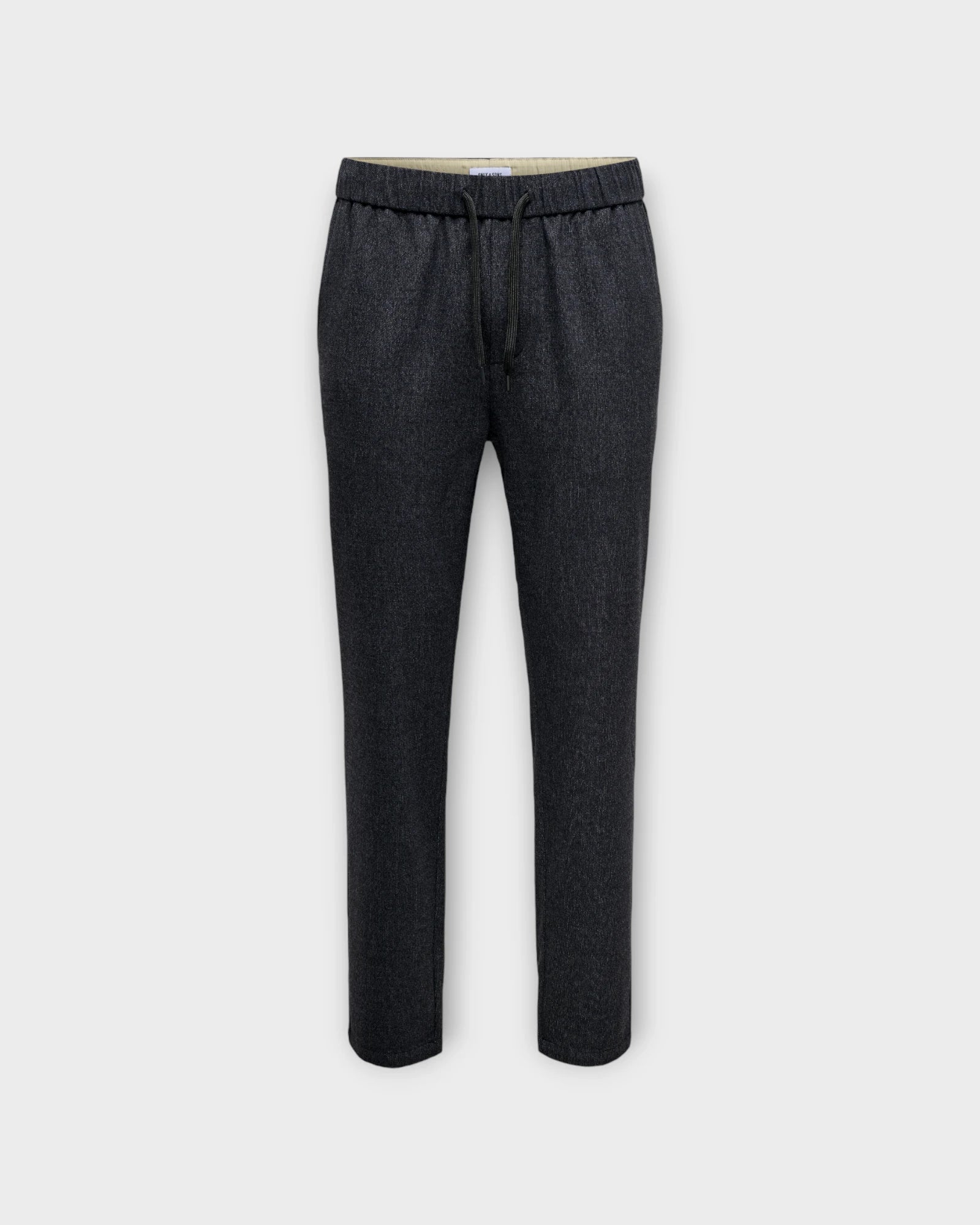 Linus Tap 0231 Pant Black Melange - Sorte Only & Sons Stretch Bukser til Mænd. Her set forfra.