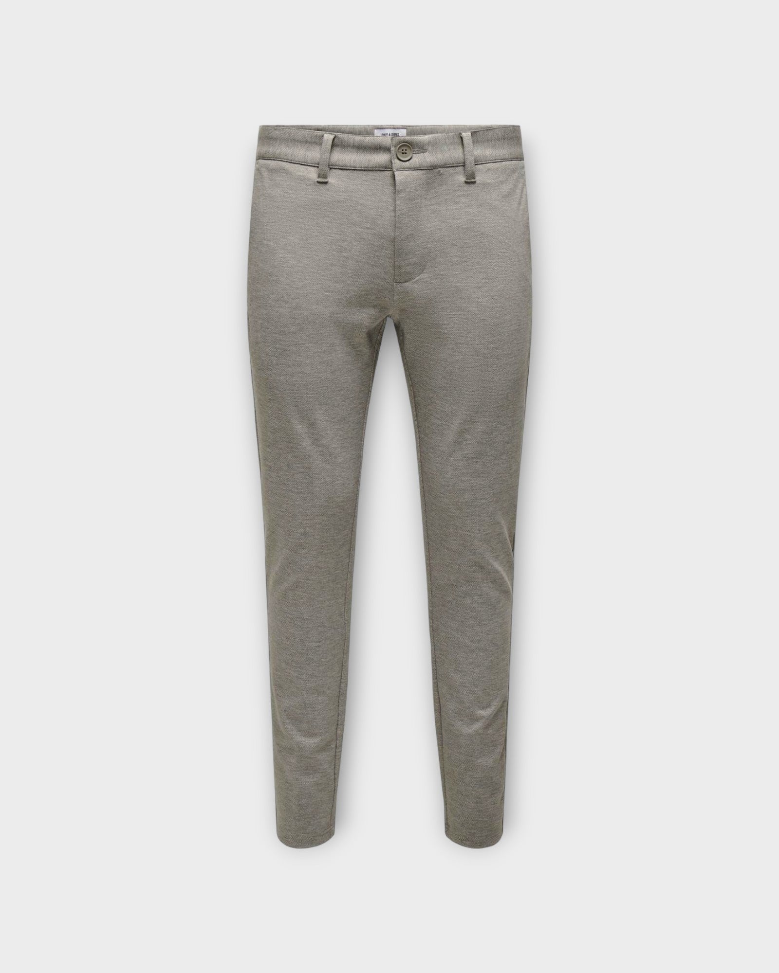 Mark Slim Ditsy Pant Chinchilla -  Sandfarvet Struktureret Only & Sons Stretch Bukser til Mænd. Her set forfra.