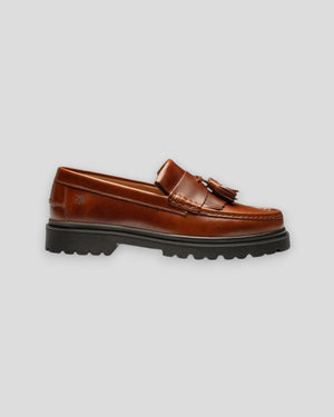 Playboy Baker loafers in brandy leather, featuring a sleek design and classic silhouette ideal for casual or formal wear.