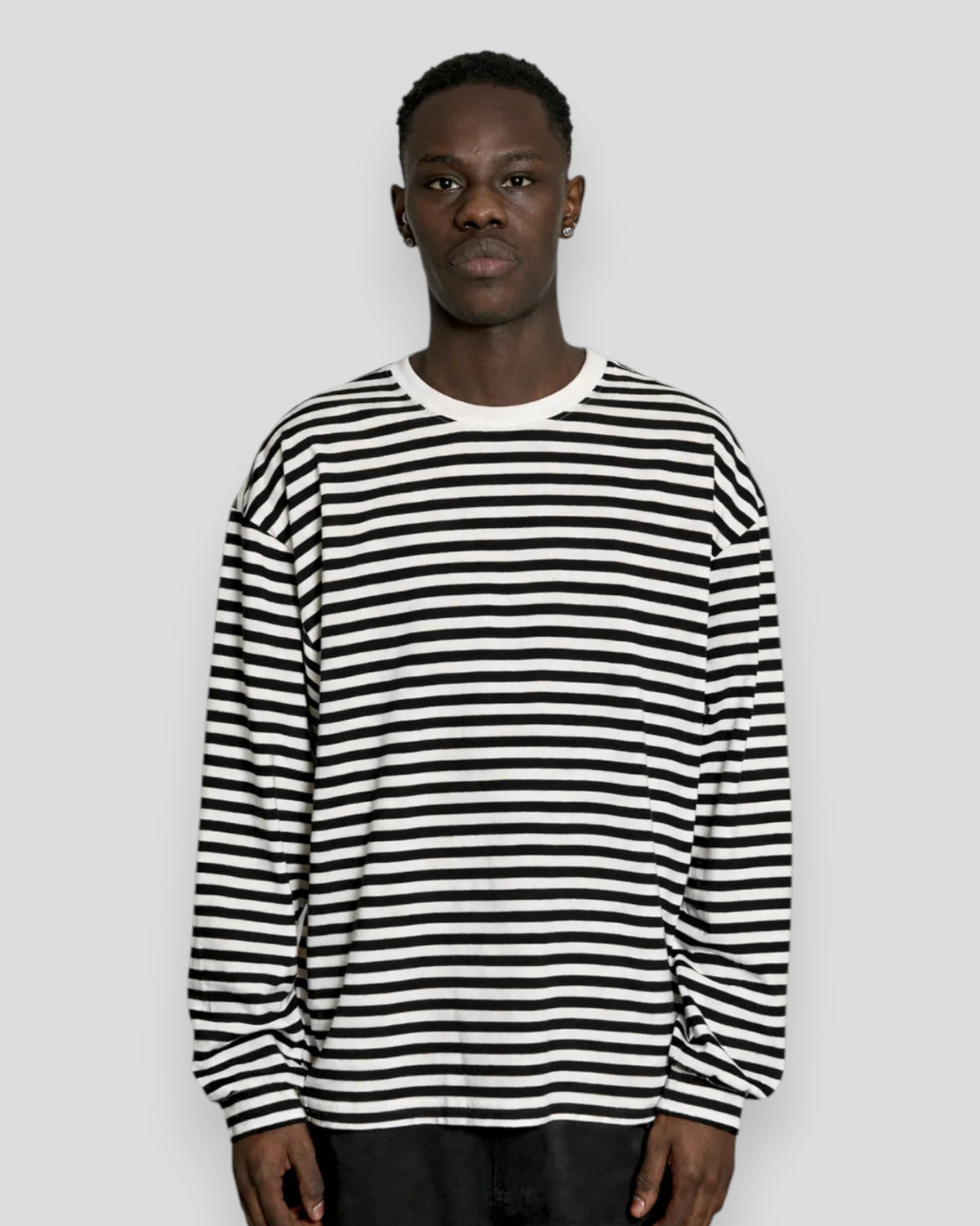 Patch Long Sleeve Tee - Black/White