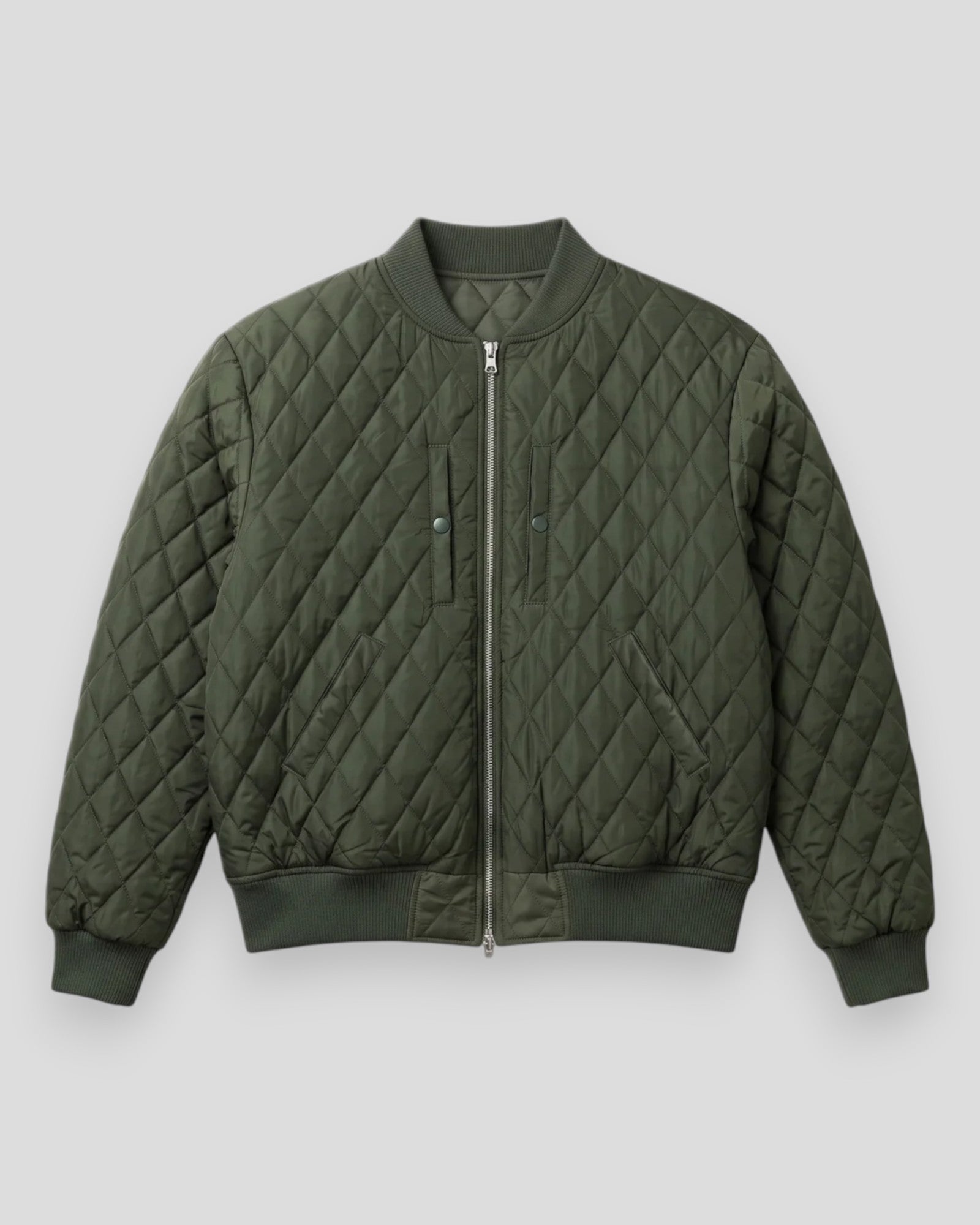 Quilted Varsity Jacket - Green