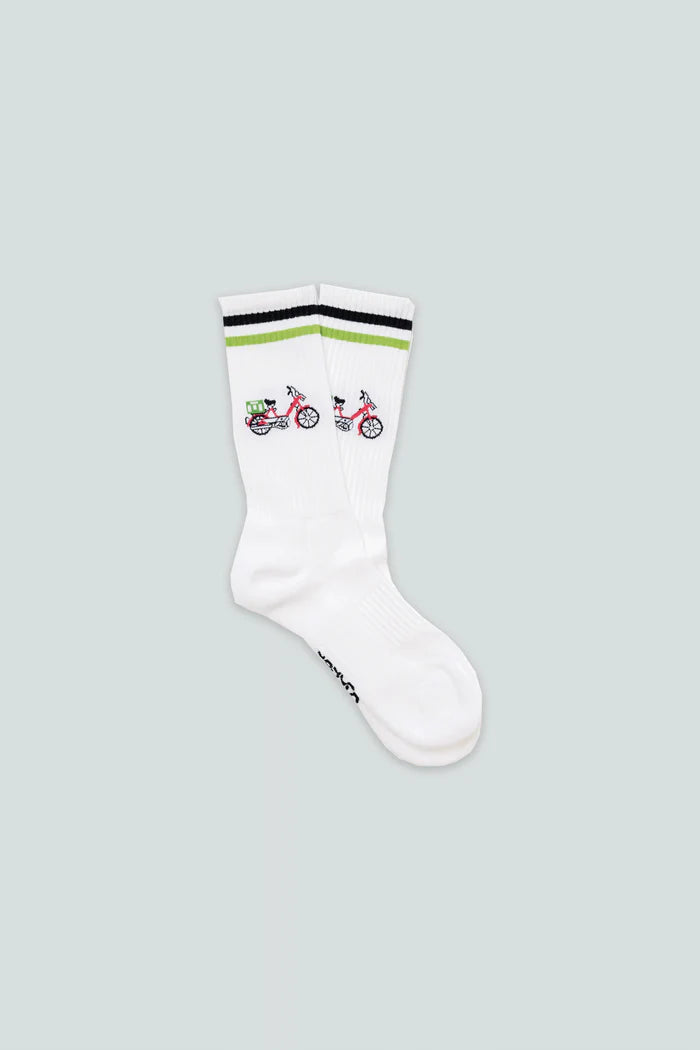 Red Puch Socks - White