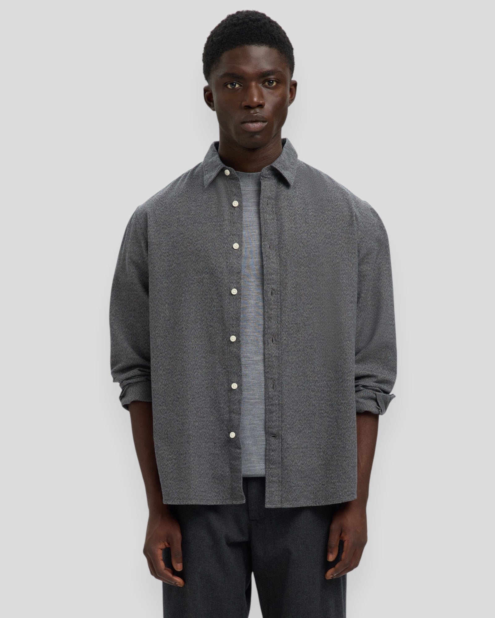 Regular Noah Brushed Twist Shirt LS - Gray Flannel