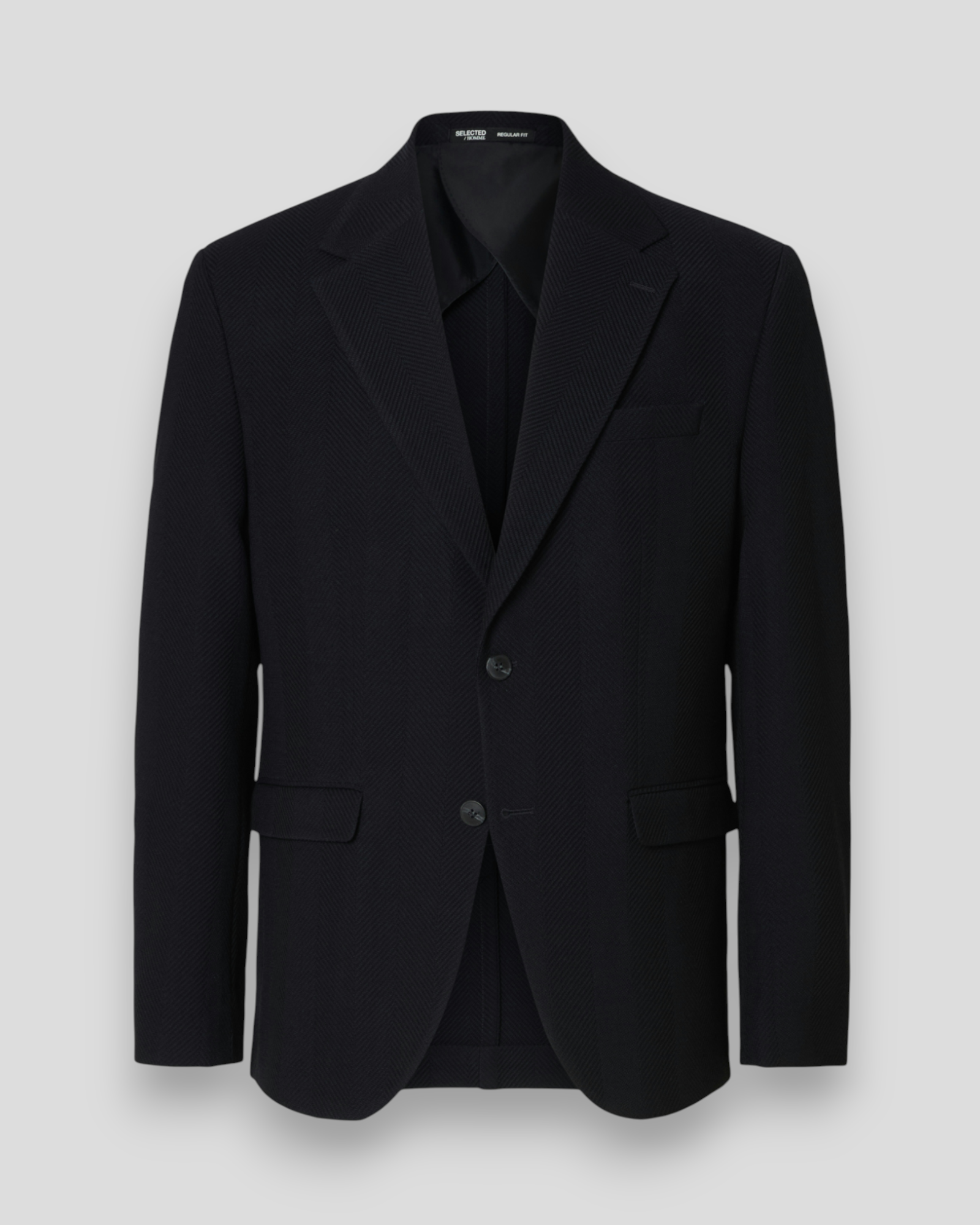 Regular Ben Wool Blazer - Dark Navy Herringbone