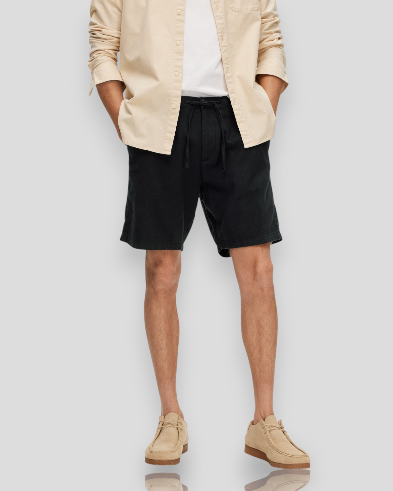 Regular Brody Linen Shorts - Black
