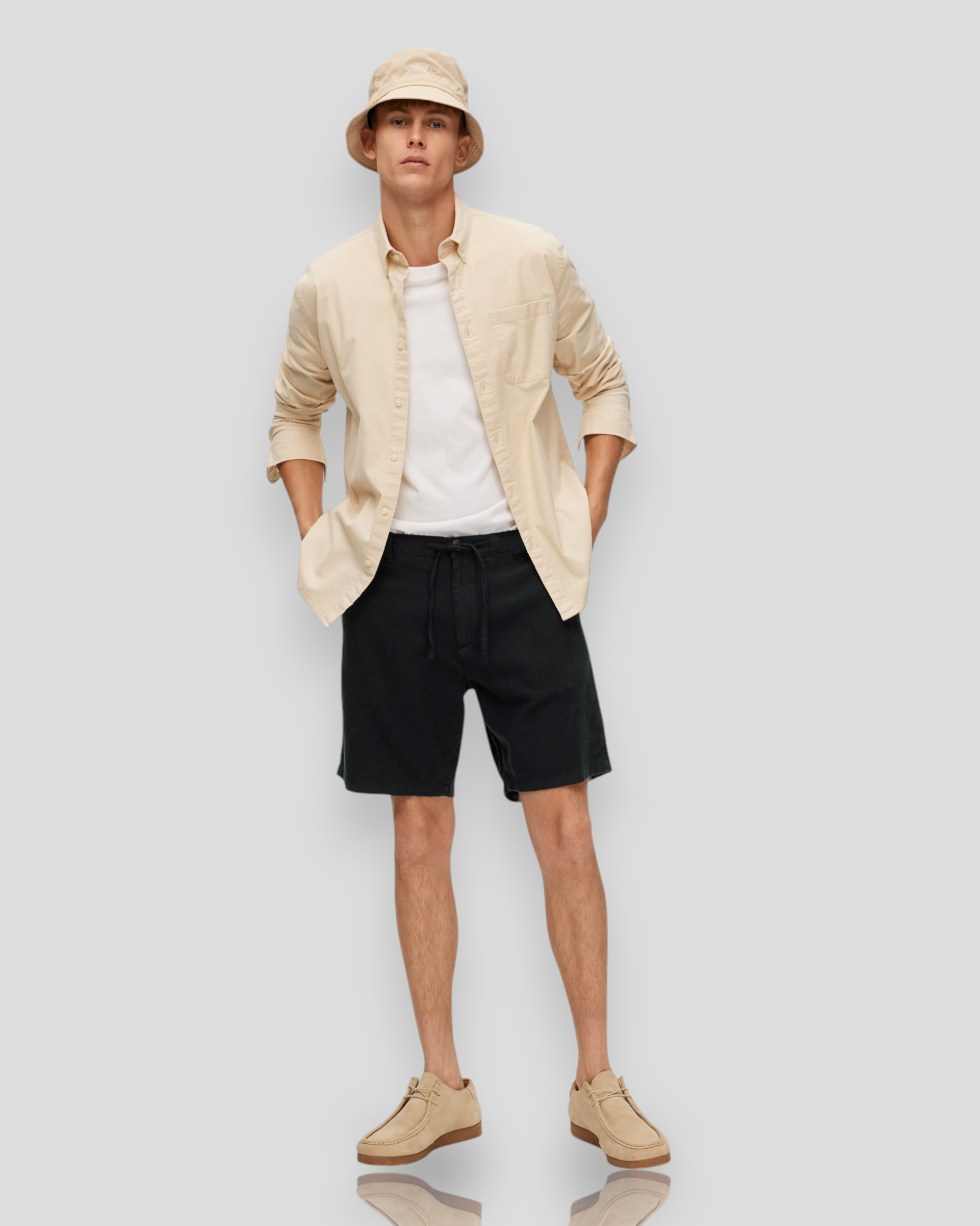 Regular Brody Linen Shorts - Black