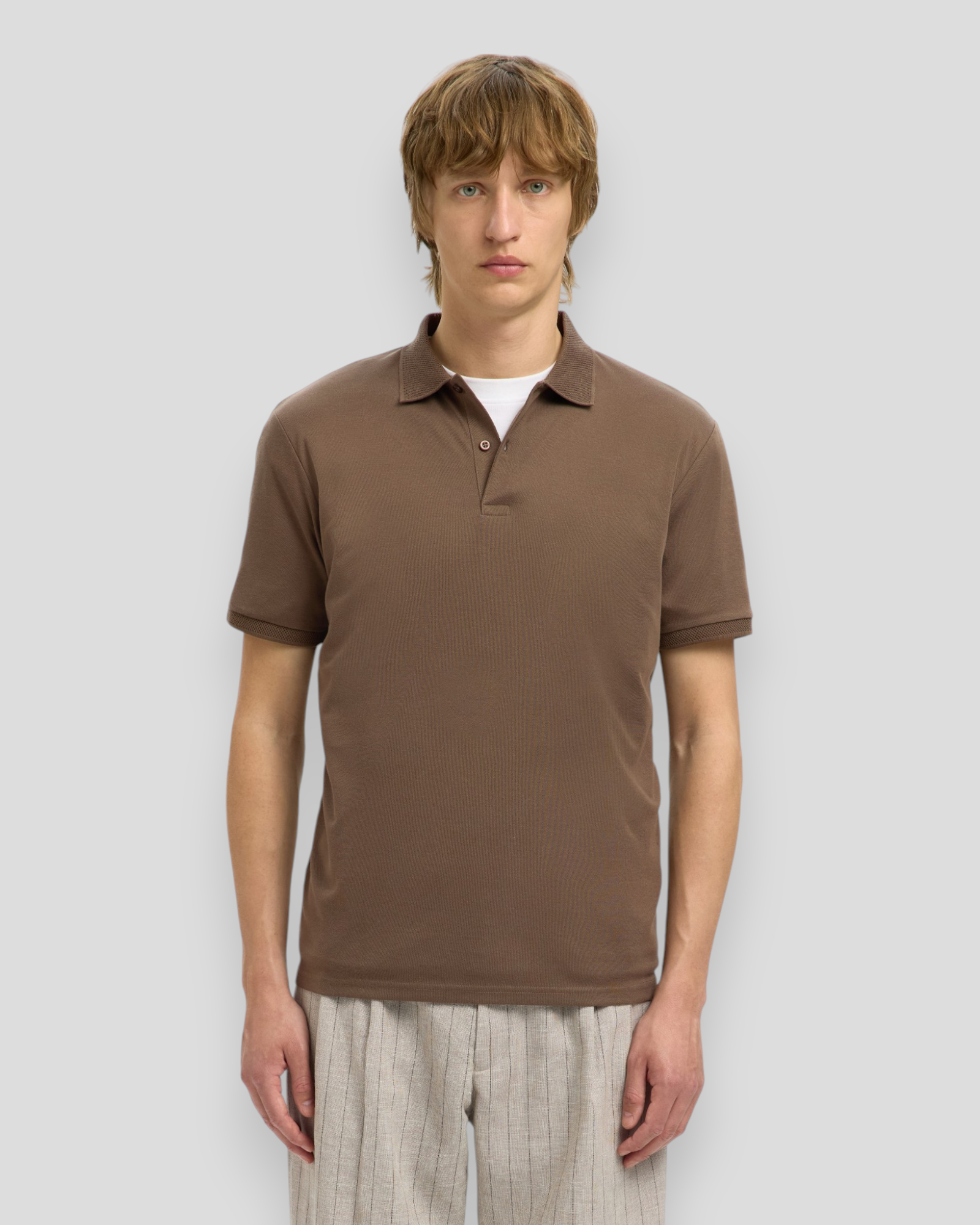 Fave Button SS Polo - Morel
