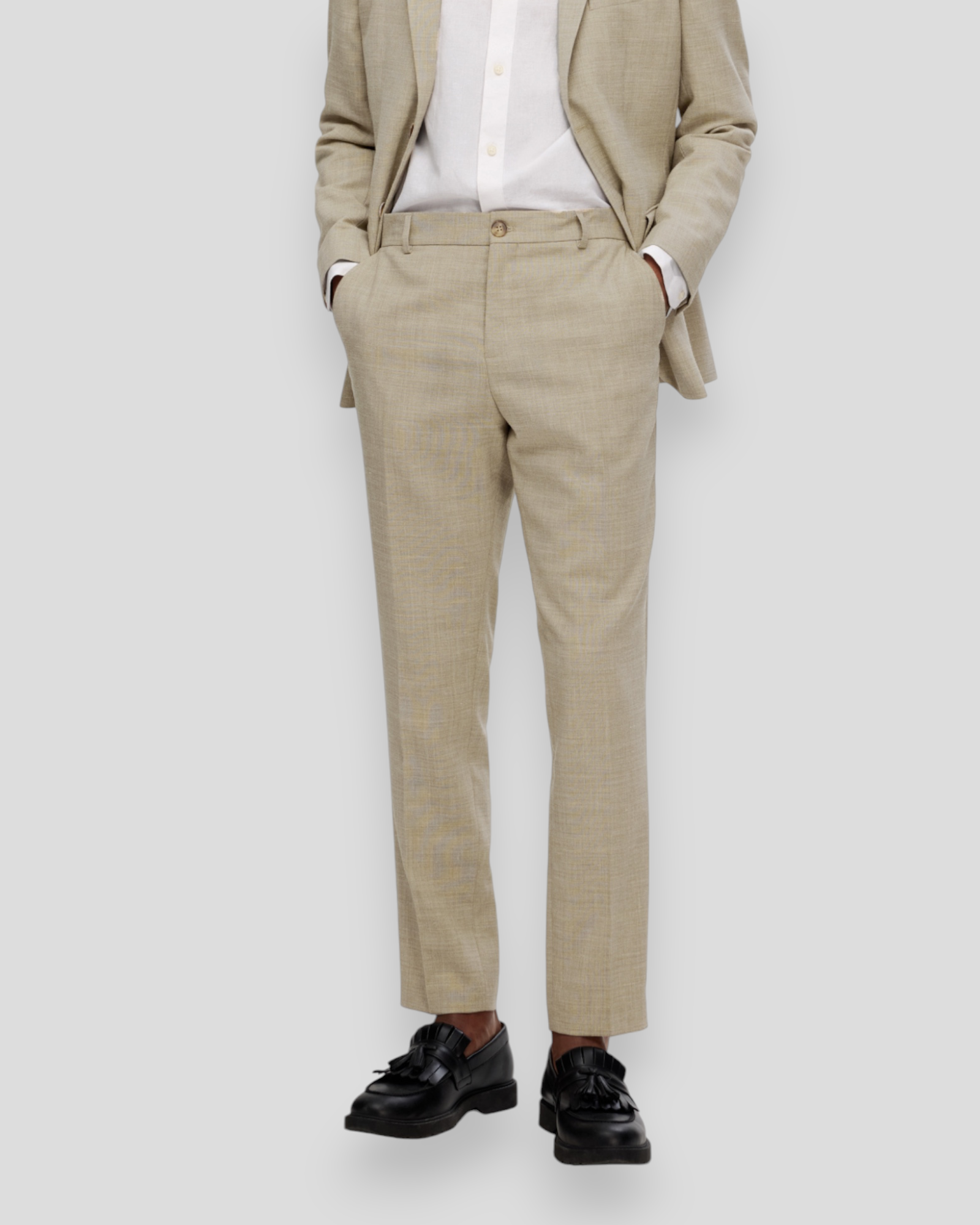 Slim Oasis Linen Trousers - Sand