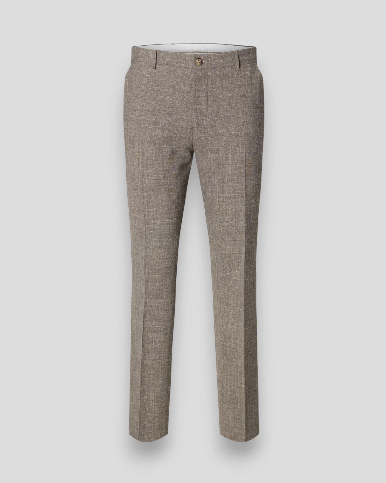 Slim Oasis Linen Trousers - Dark Sand Melange