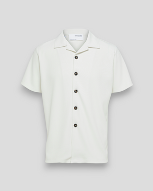 Loose Plisse Resort SS Shirt - Egret