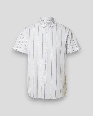 Regsun Linen Shirt SS Classic - White/Wide Stripe