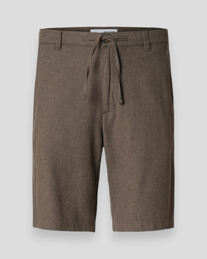 Mænds Regular Brody linnedshorts i chokolade Torte med valnødder, afslappet stil og let materiale.