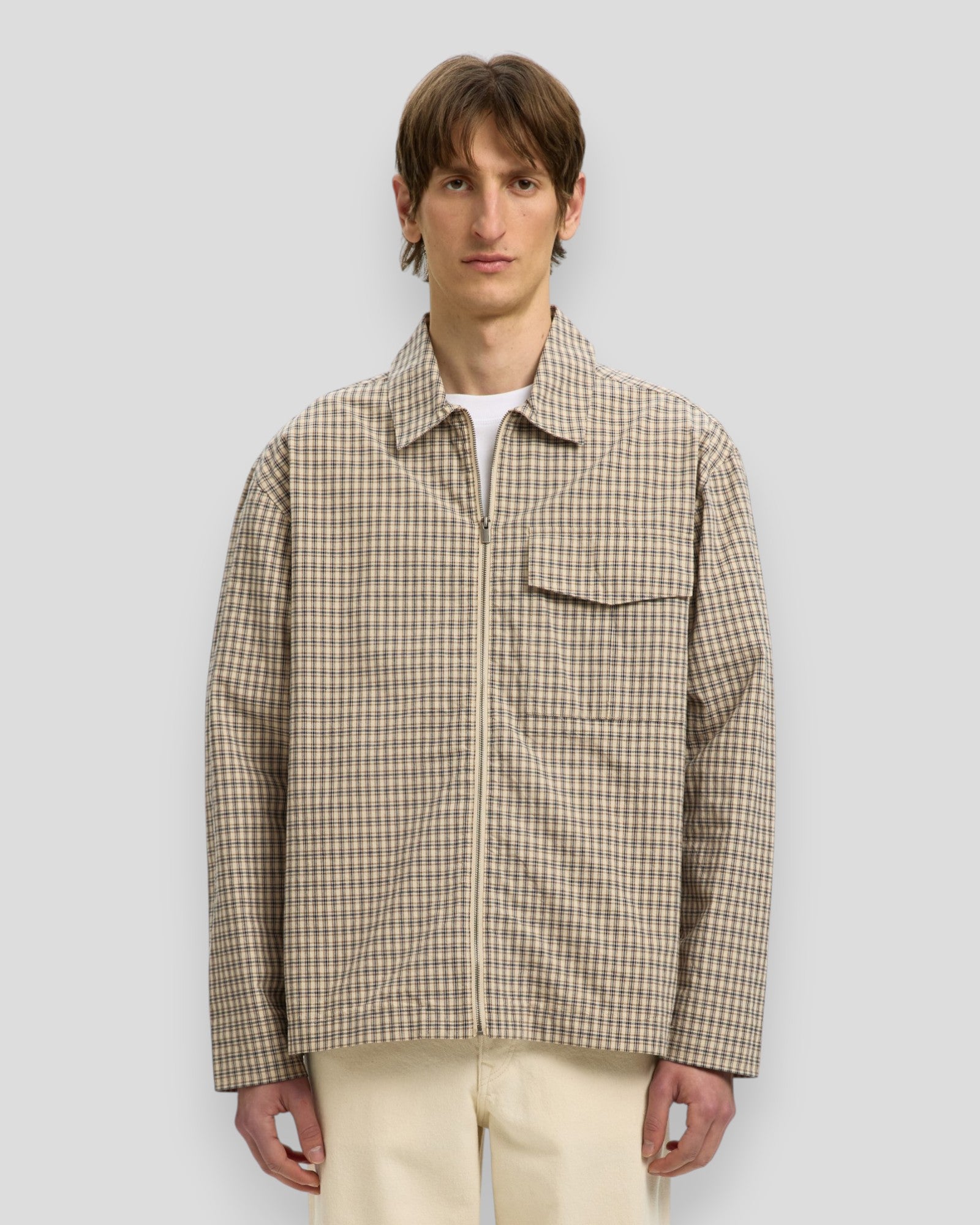 Relax Matt Zip Overshirt - Pure Cashmere Checks/Multi Checks