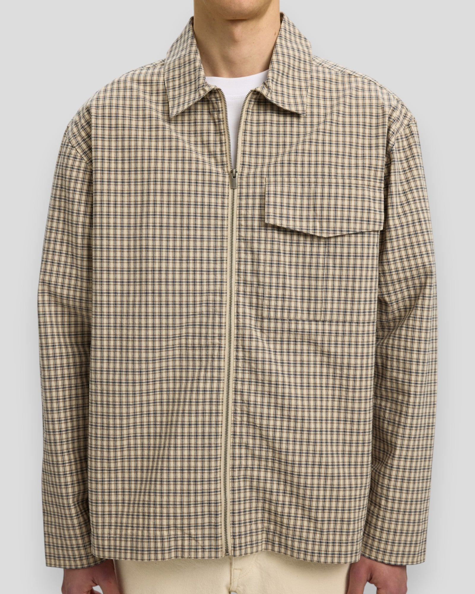 Relax Matt Zip Overshirt - Pure Cashmere Checks/Multi Checks