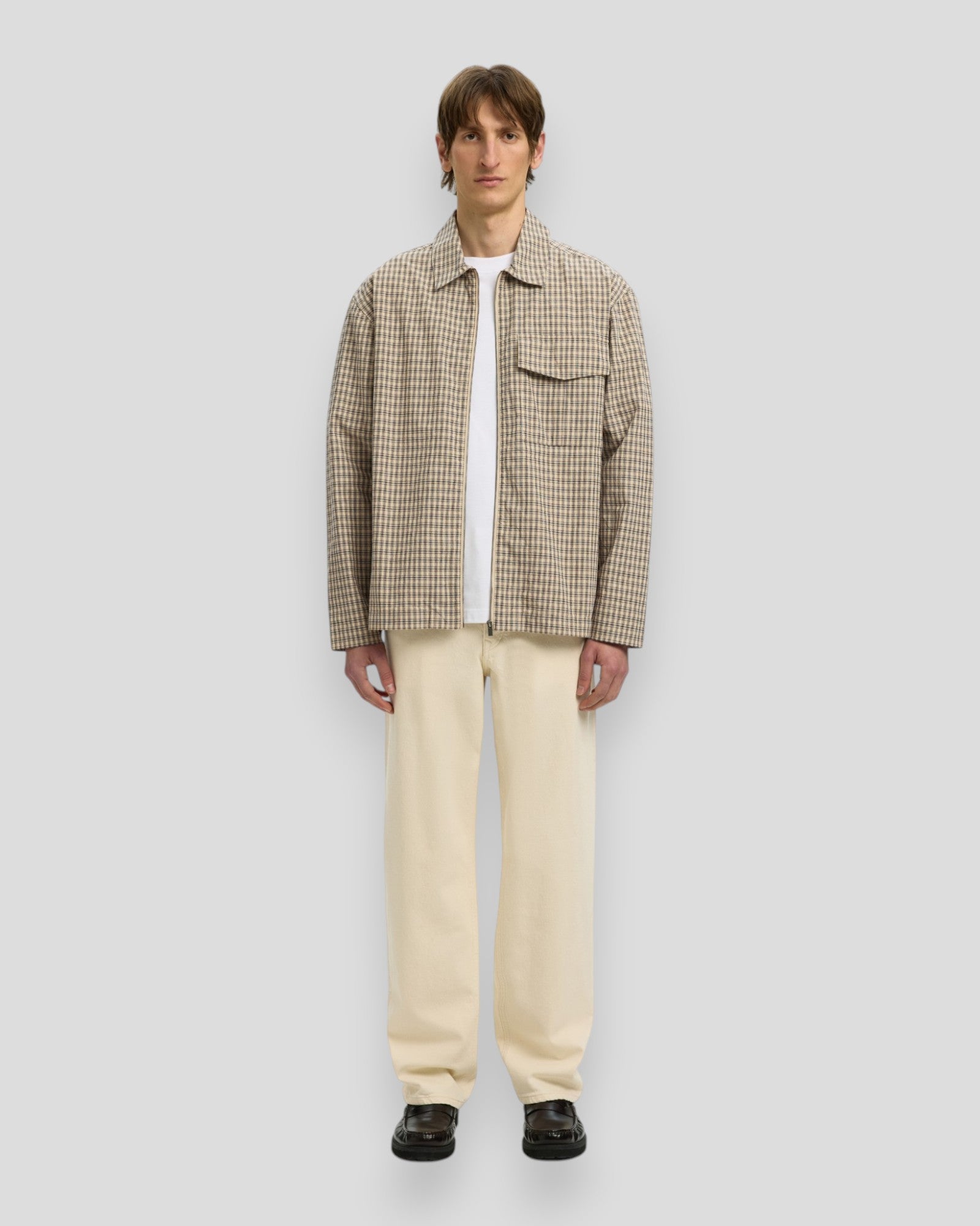Relax Matt Zip Overshirt - Pure Cashmere Checks/Multi Checks