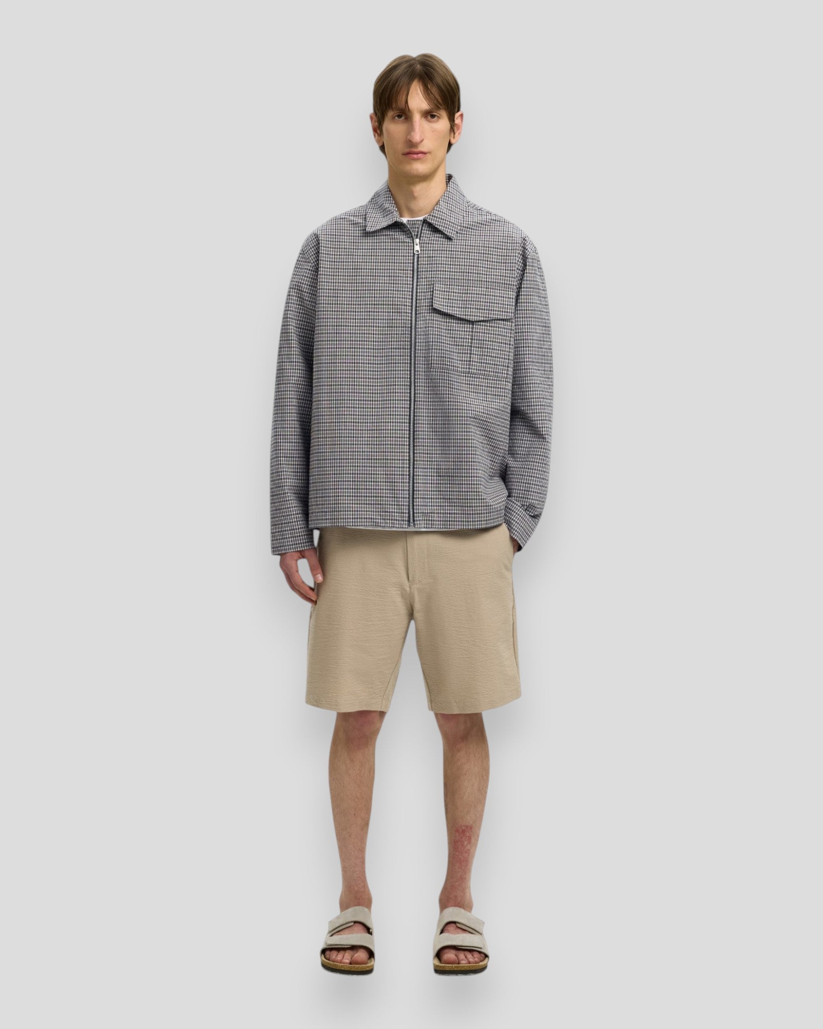 Relax Matt Zip Overshirt - Charcoal Gray Checks/Multi Checks