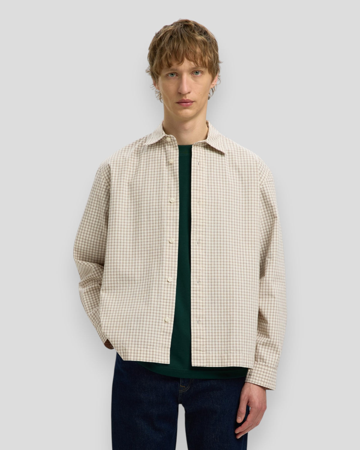 Svend-Banks Relaxed Light Shirt - Egret Checks
