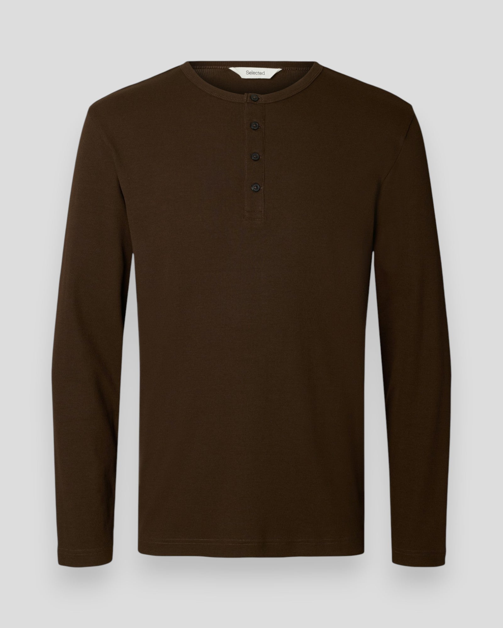 Austin Rib LS Henley Tee - Demitasse
