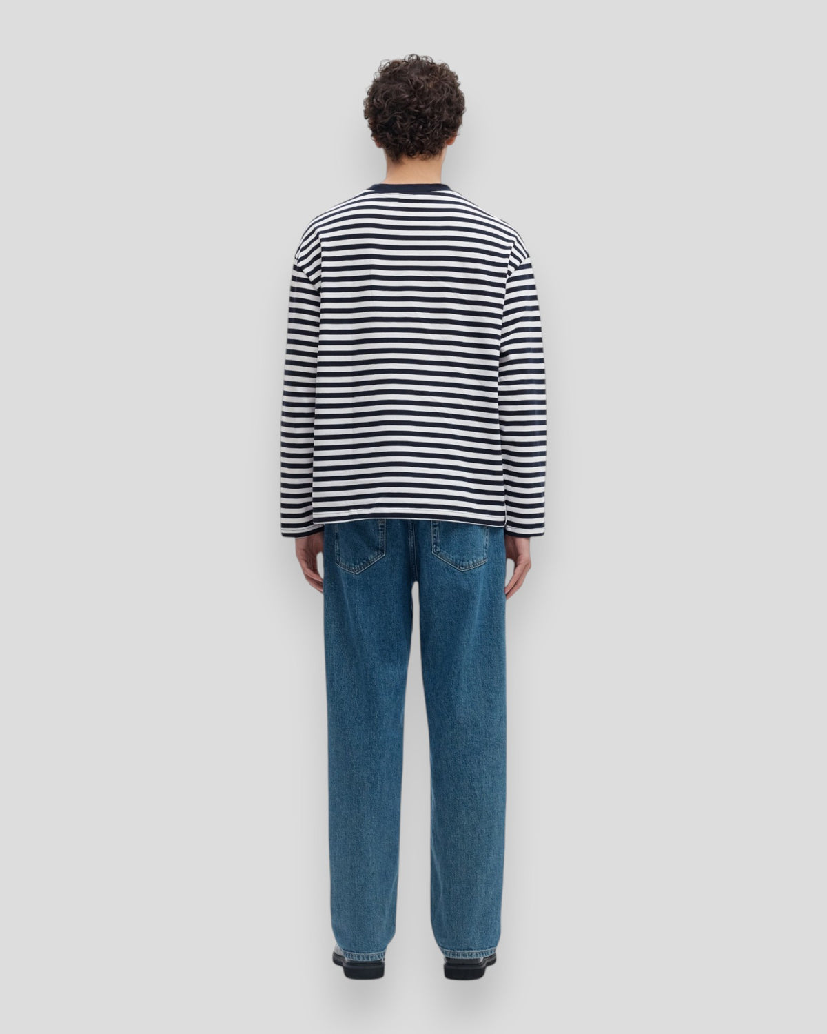 Relax Bran Stripe LS O-Neck Tee - Sky Captain